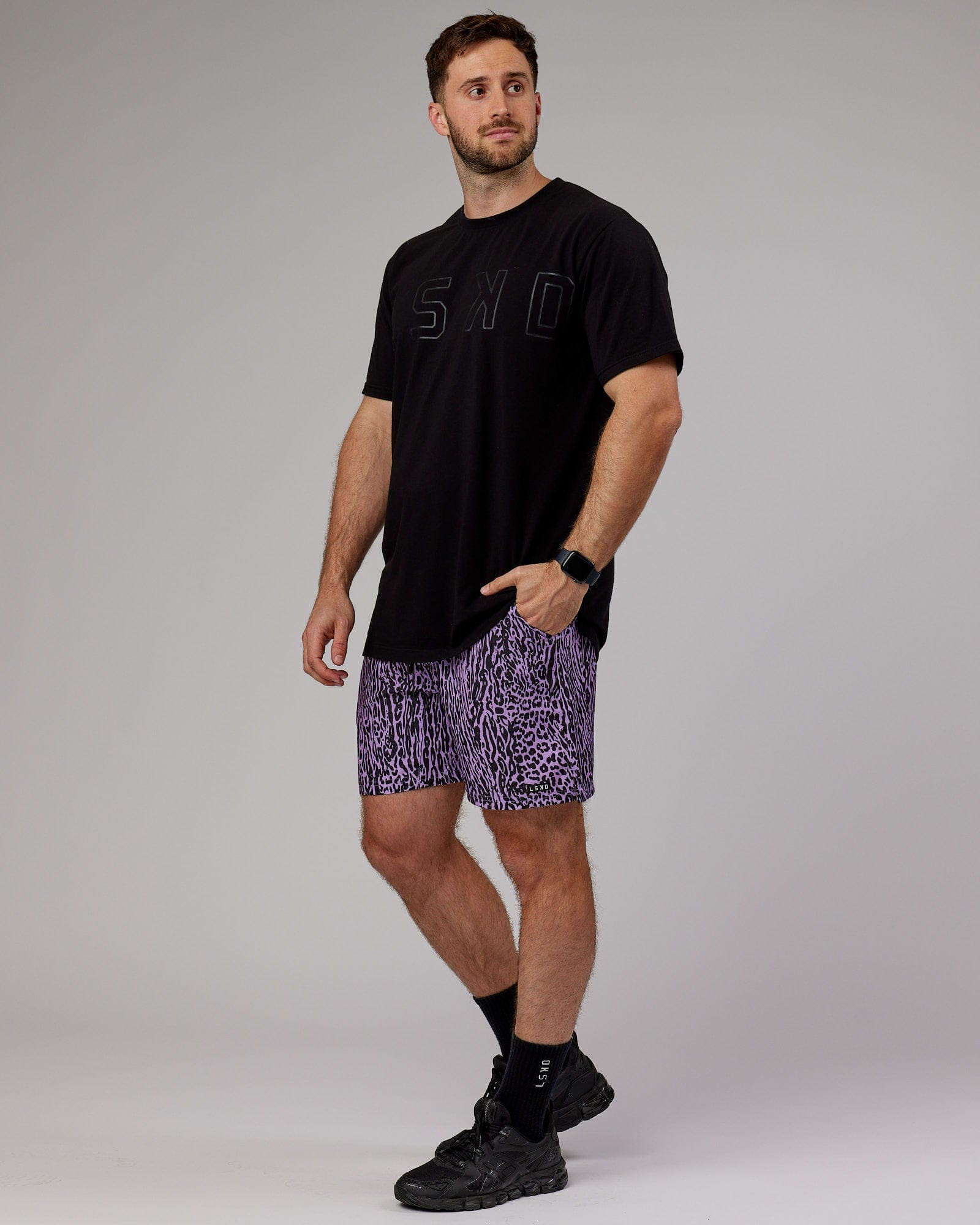 Model wearing Hunter 7" Performance Short - Electric Lavender