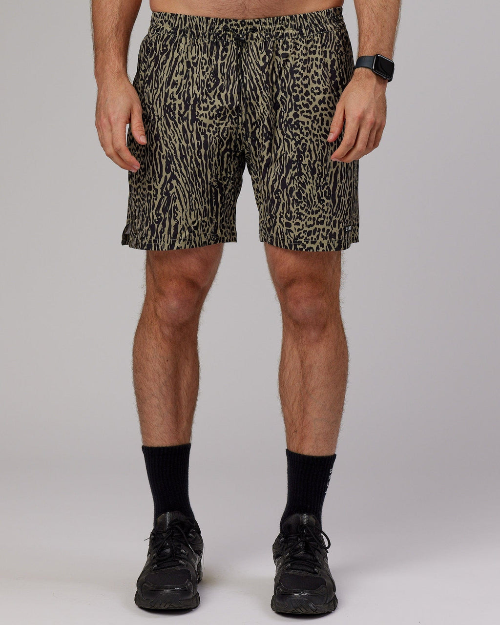 Model wearing Hunter 7" Performance Short - Laurel Oak-Black