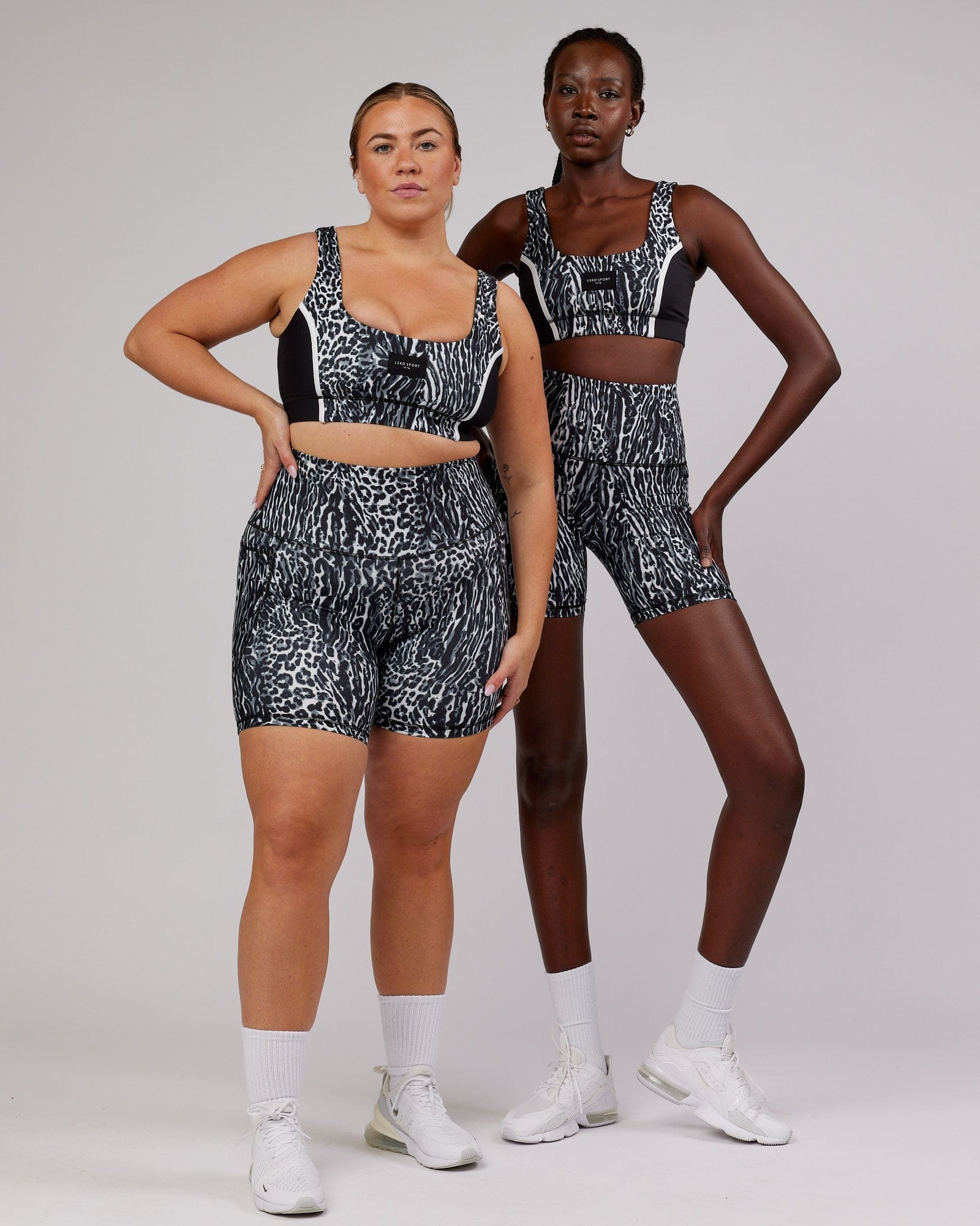 Model wearing Hunter Sports Bra - Night Leopard