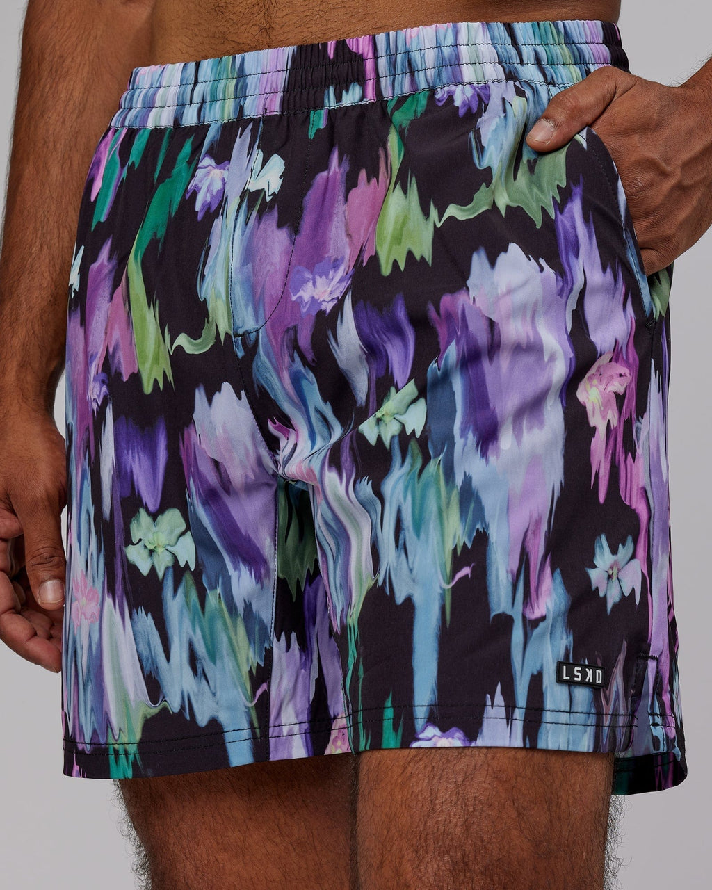 Model wearing Intensity 7'' Performance Short - Hyper Floral Black
