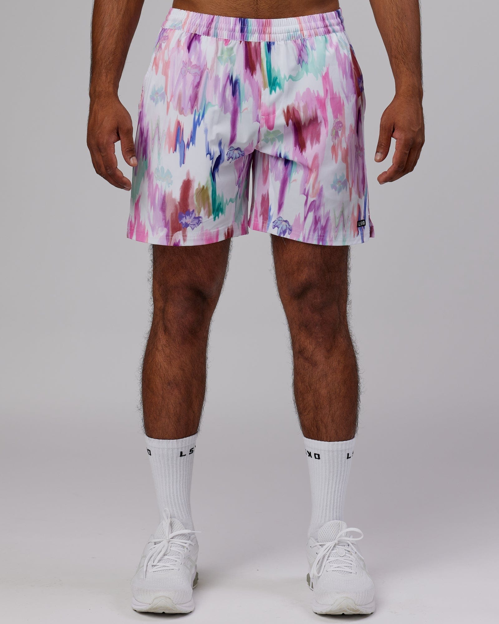 Model wearing Intensity 7'' Performance Short - Hyper Floral White