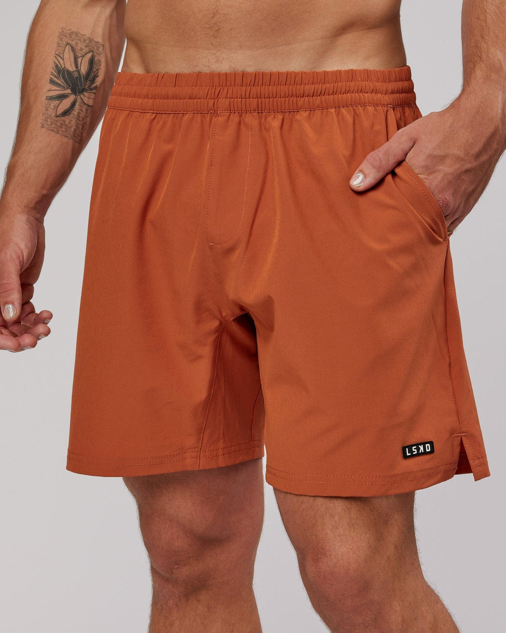 Model wearing Intensity 7'' Performance Short - Auburn