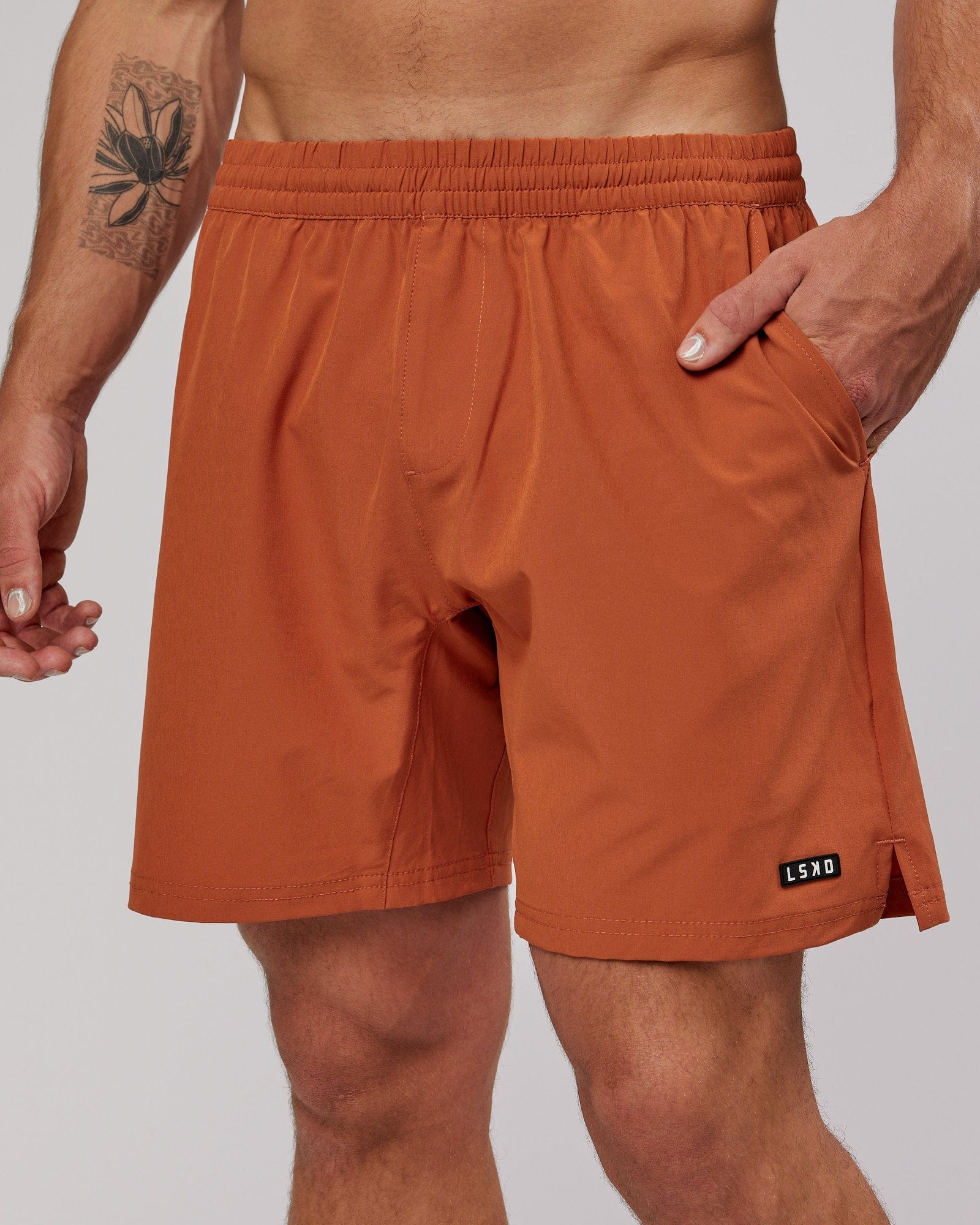 Model wearing Intensity 7'' Performance Short - Auburn