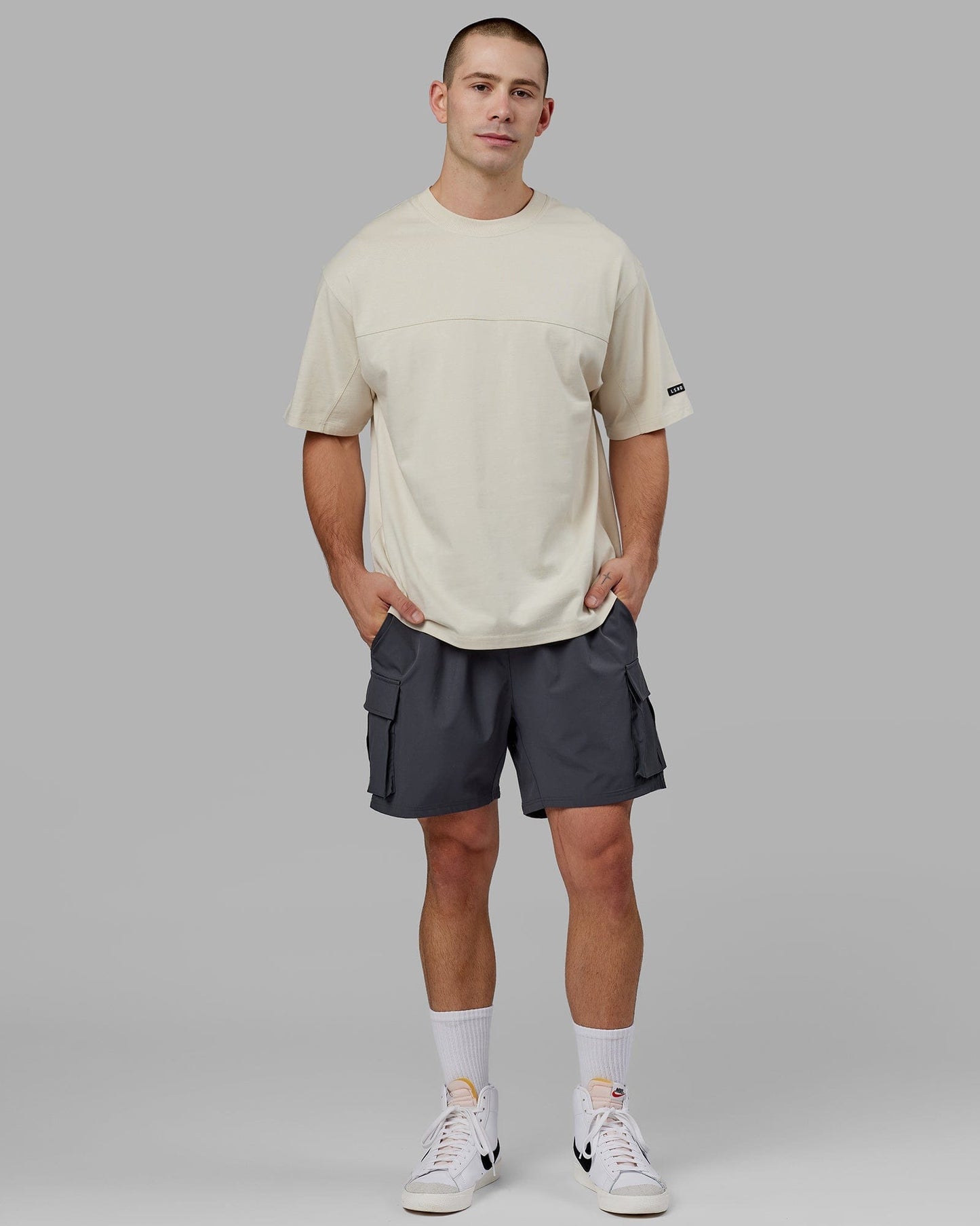 Model wearing Lab Heavyweight Tee Oversize - Bone