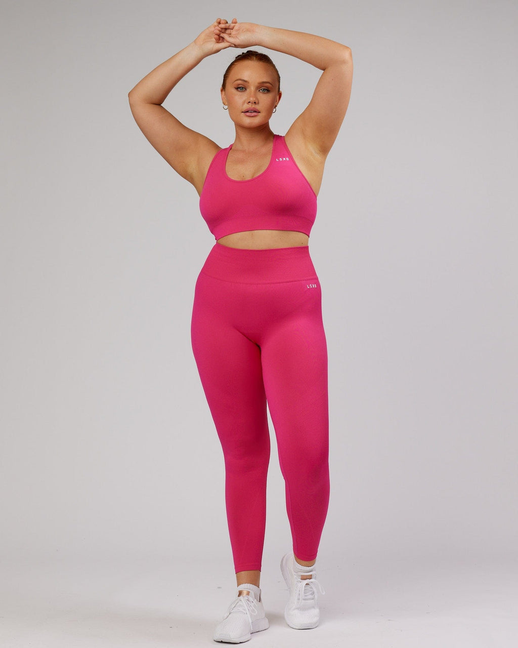 Model wearing Limitless Seamless Full Length Tight - Magenta