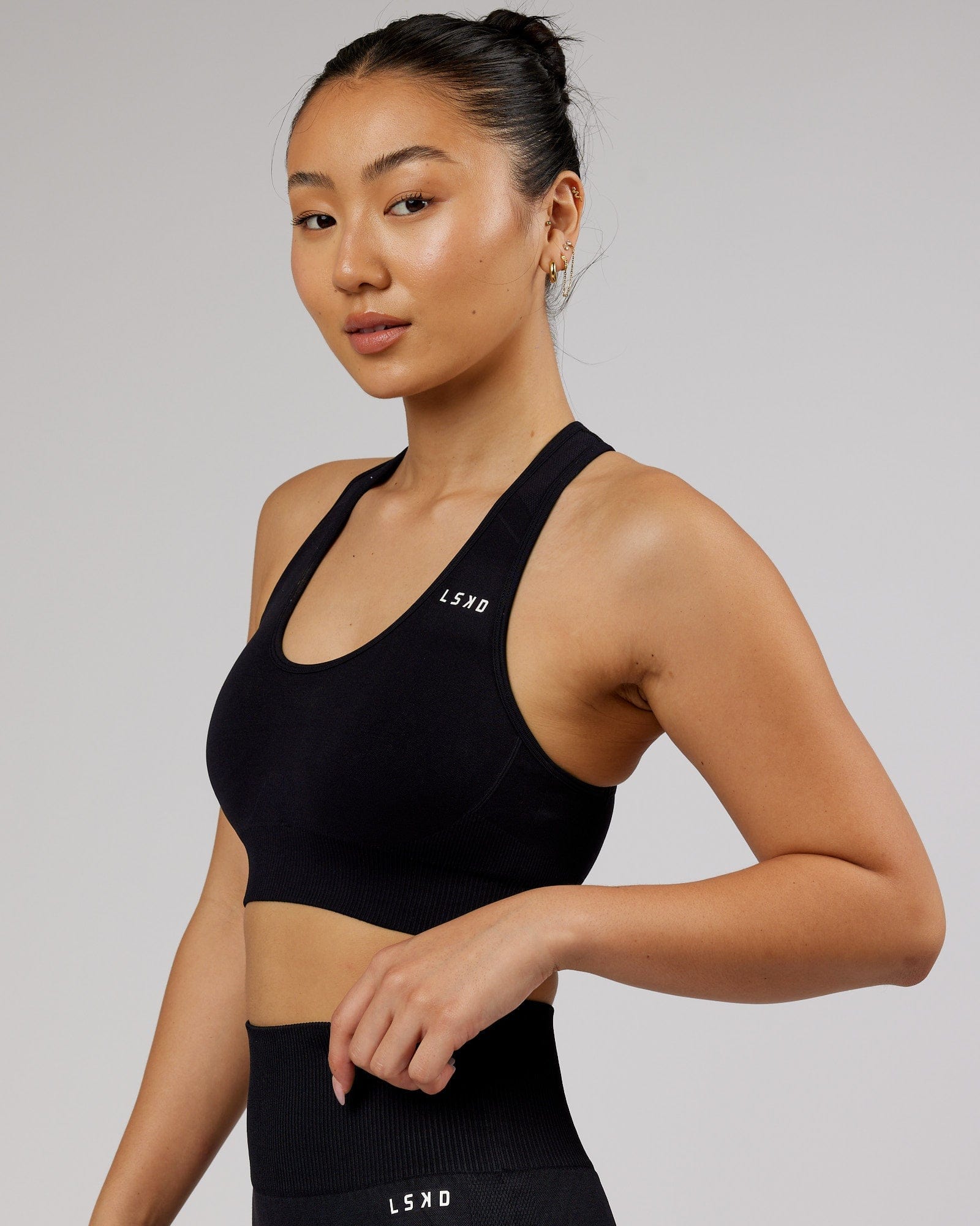 Model wearing Limitless Seamless Sports Bra - Black