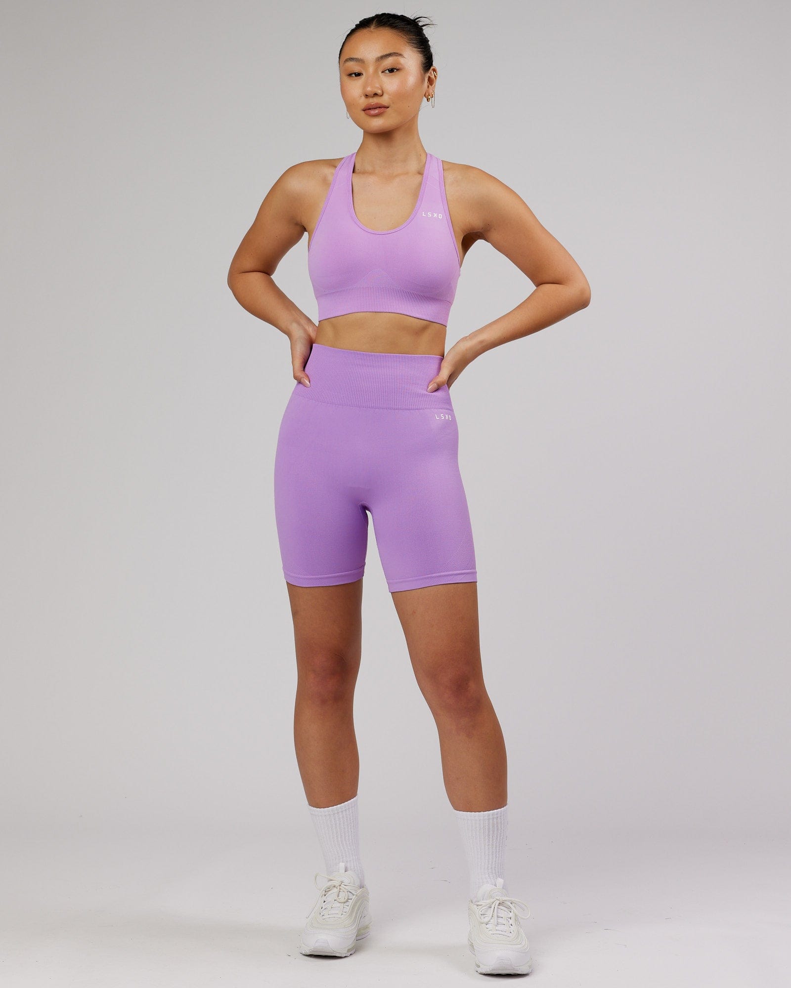 Model wearing Limitless Seamless Sports Bra - Lilac