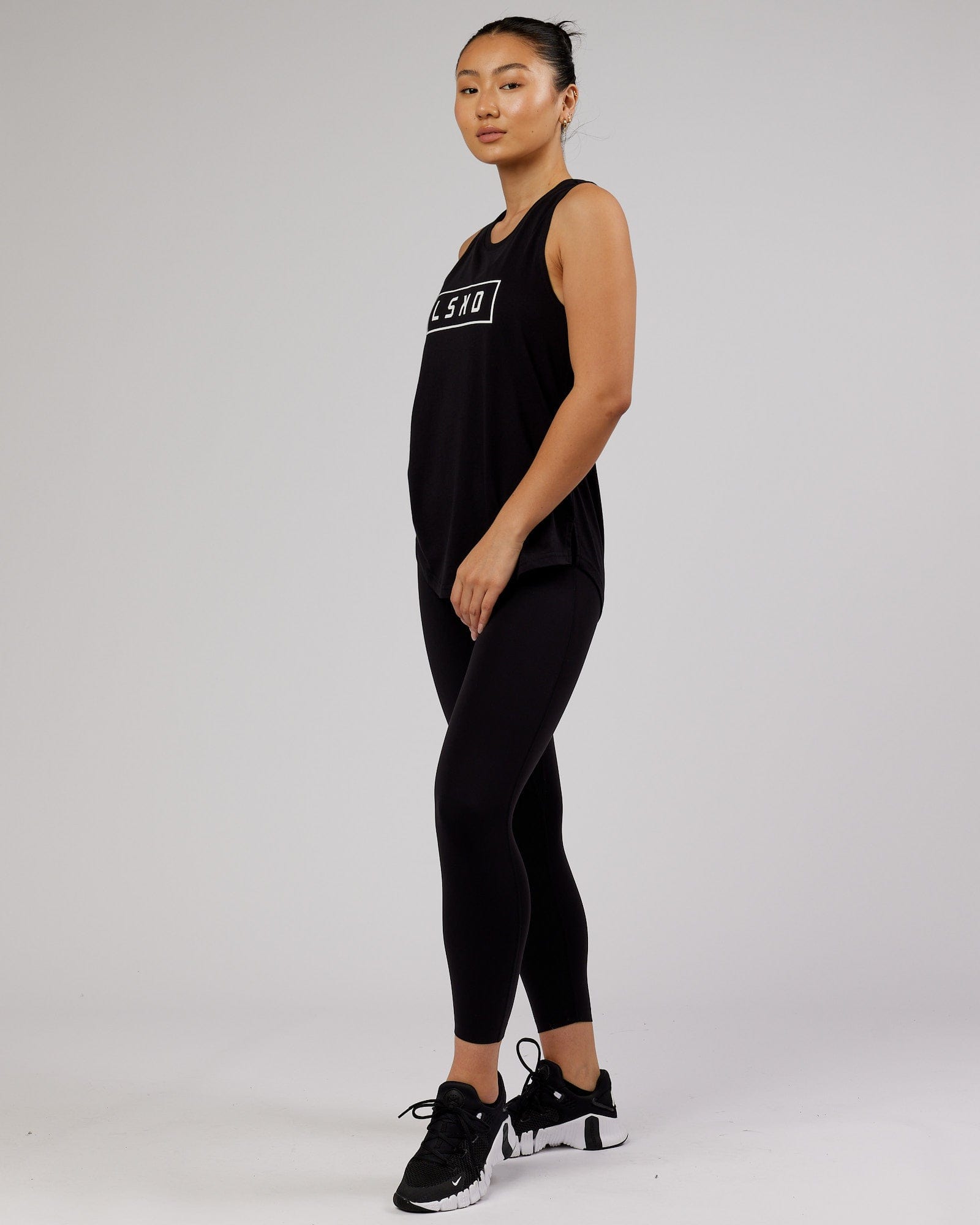 Model wearing Luna Tank - Black-White