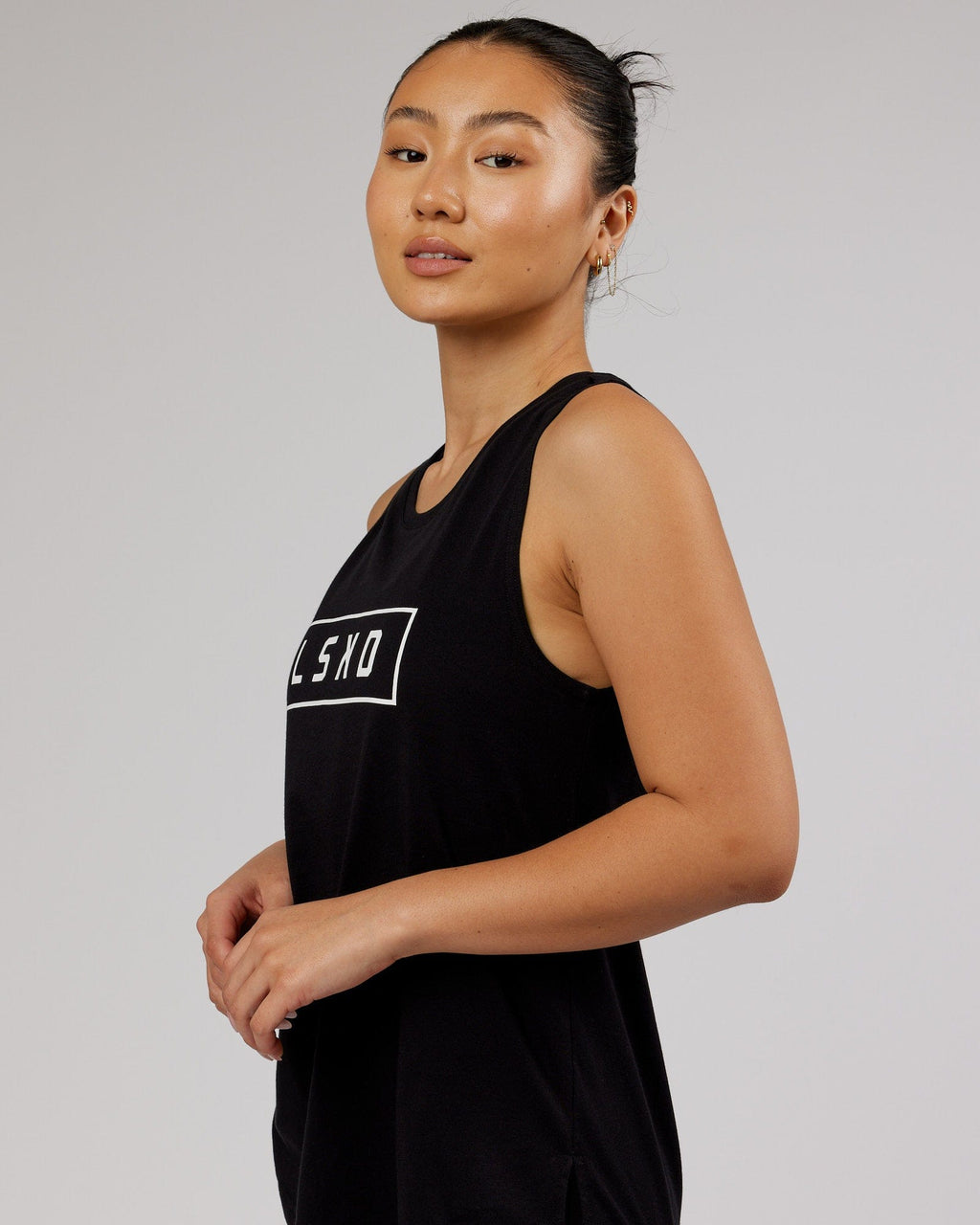 Model wearing Luna Tank - Black-White