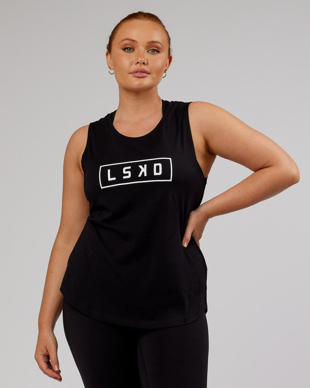 Model wearing Luna Tank - Black-White