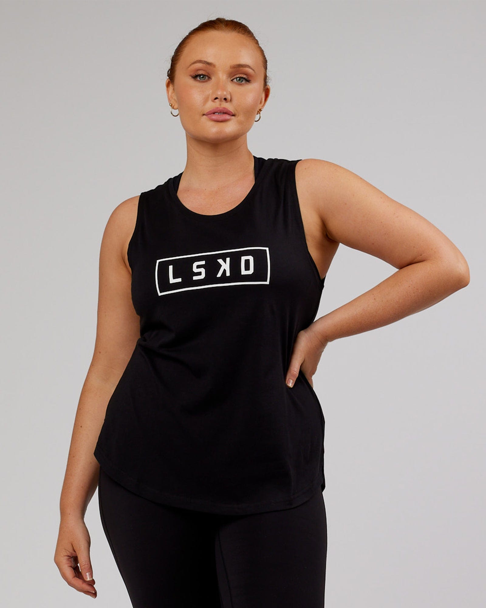 Model wearing Luna Tank - Black-White