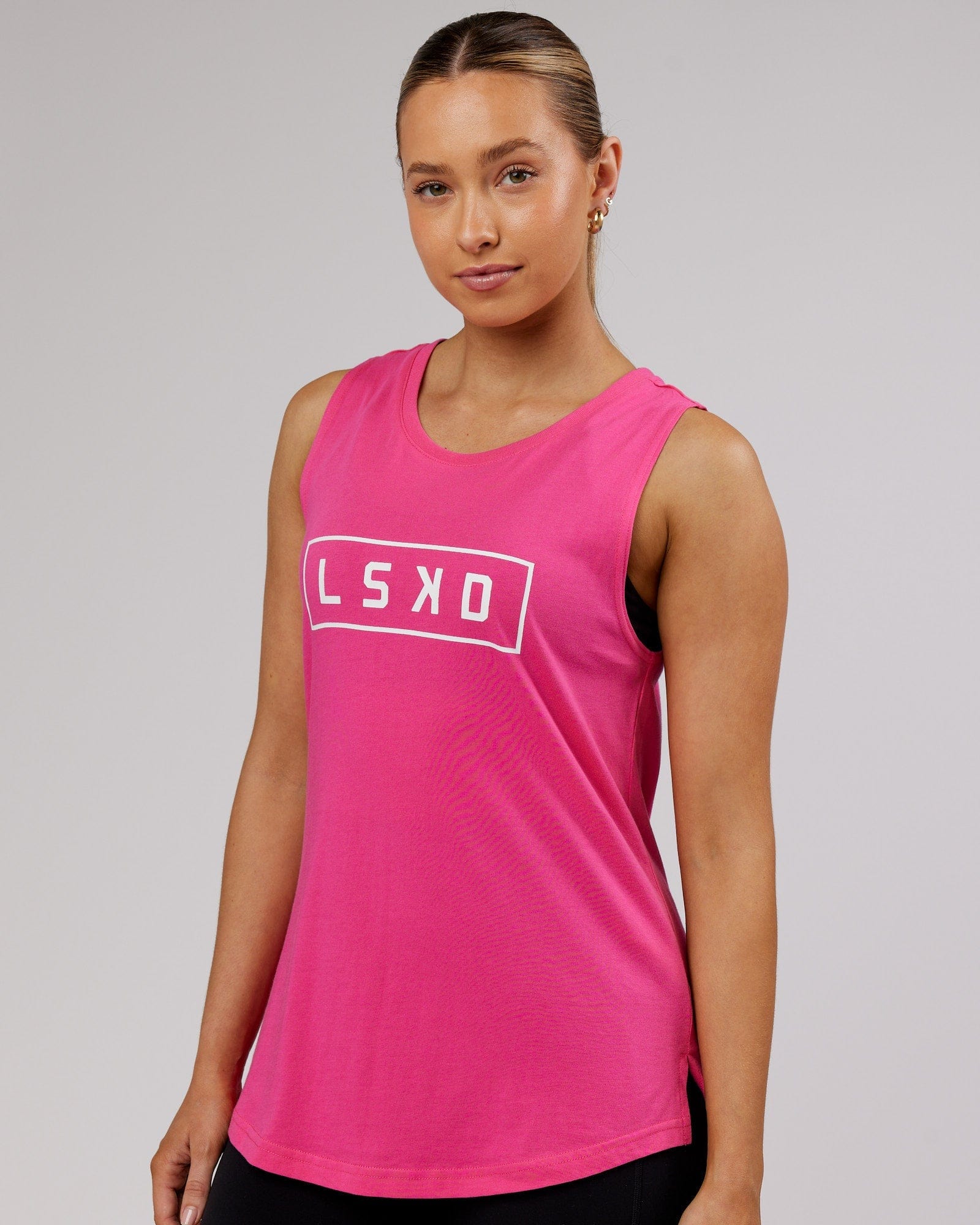 Model wearing Luna Tank - Flamingo