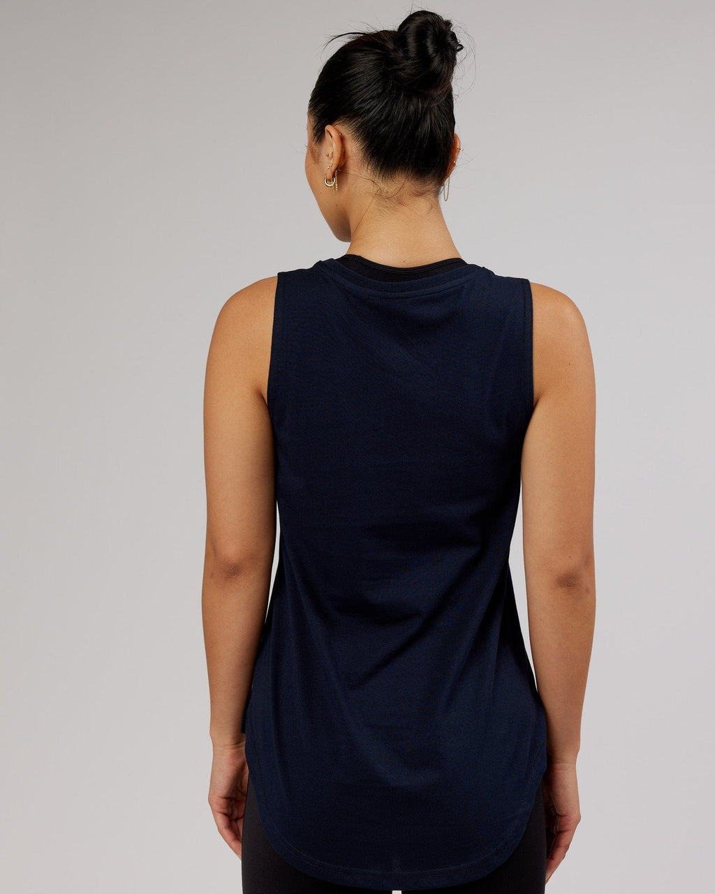 Model wearing Luna Tank - Navy-White