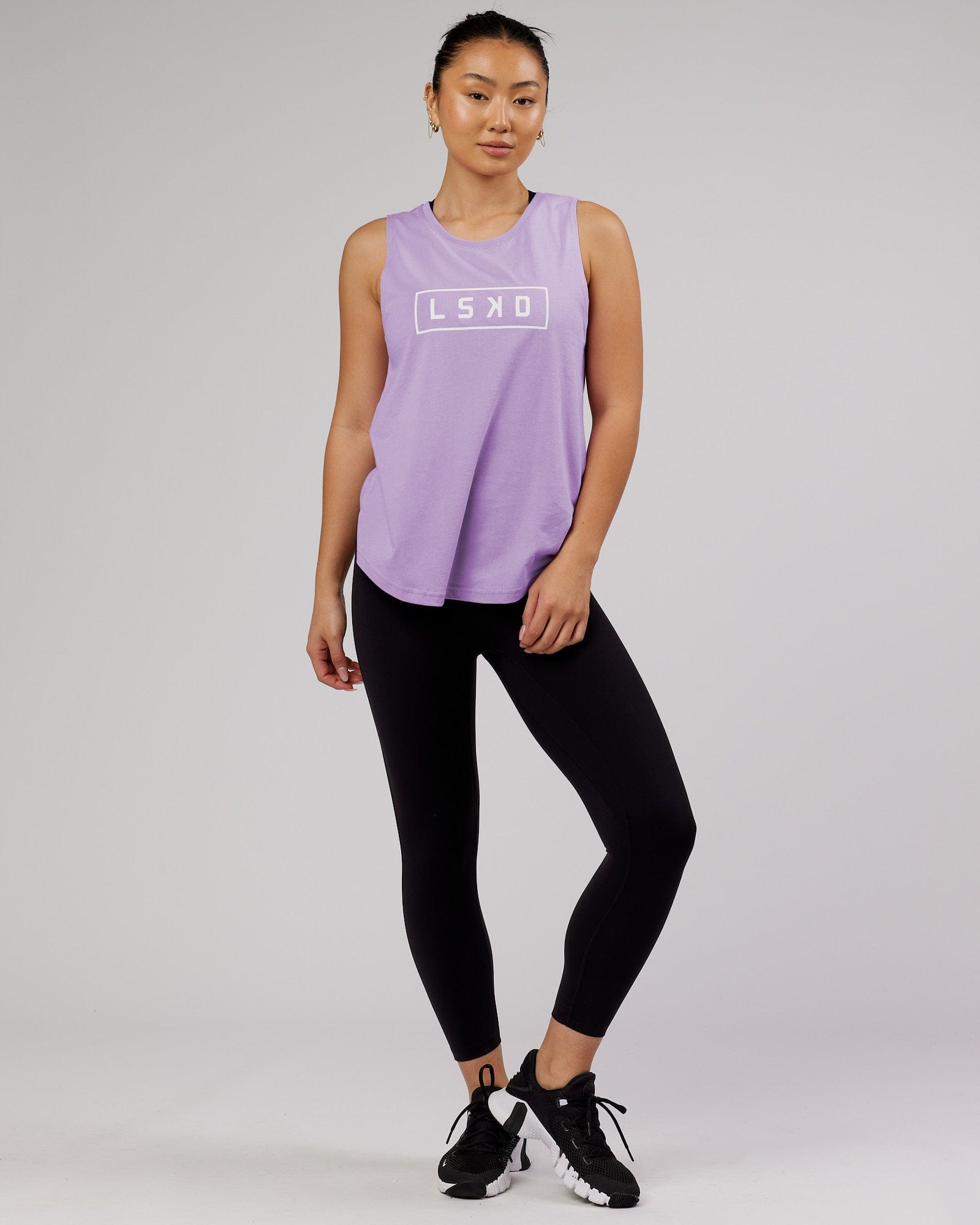 Model wearing Luna Tank - Pale Lilac