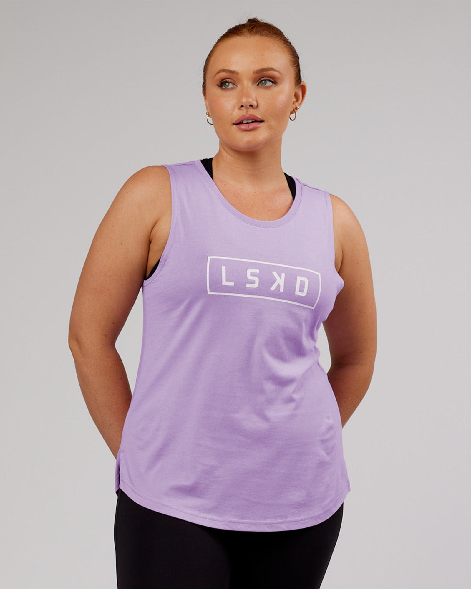 Model wearing Luna Tank - Pale Lilac