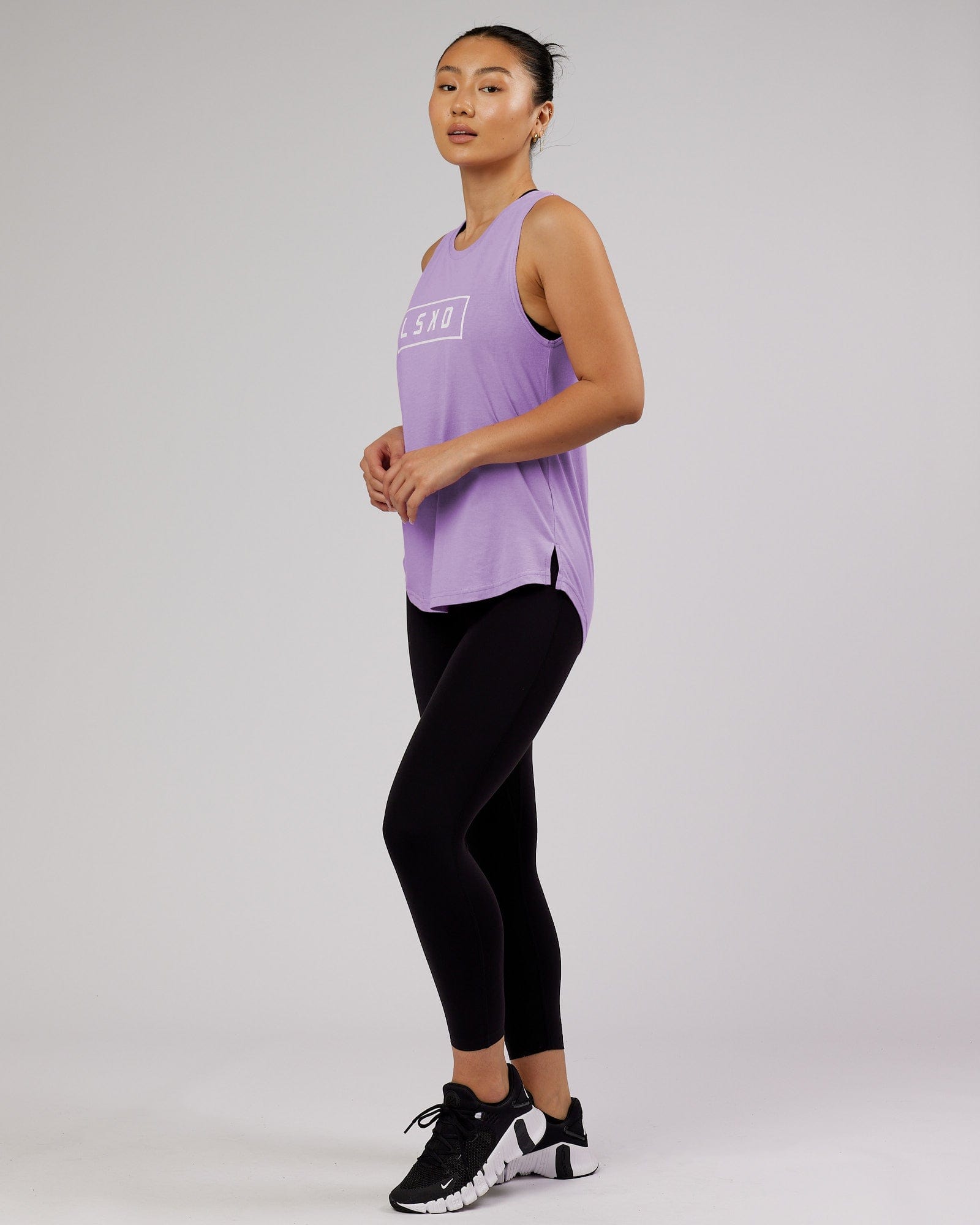 Model wearing Luna Tank - Pale Lilac
