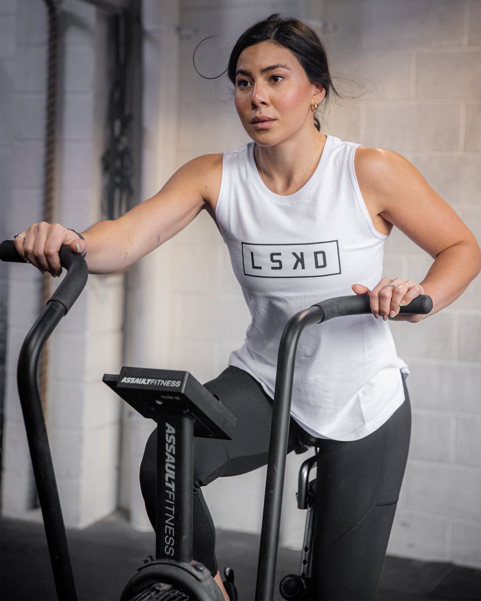 Model wearing Luna Tank - White-Black