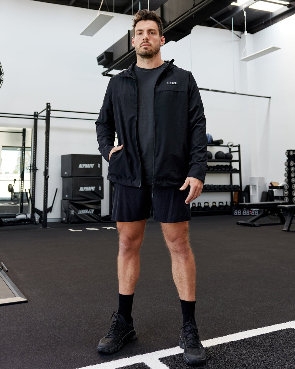 Model wearing Functional Training Jacket - Black