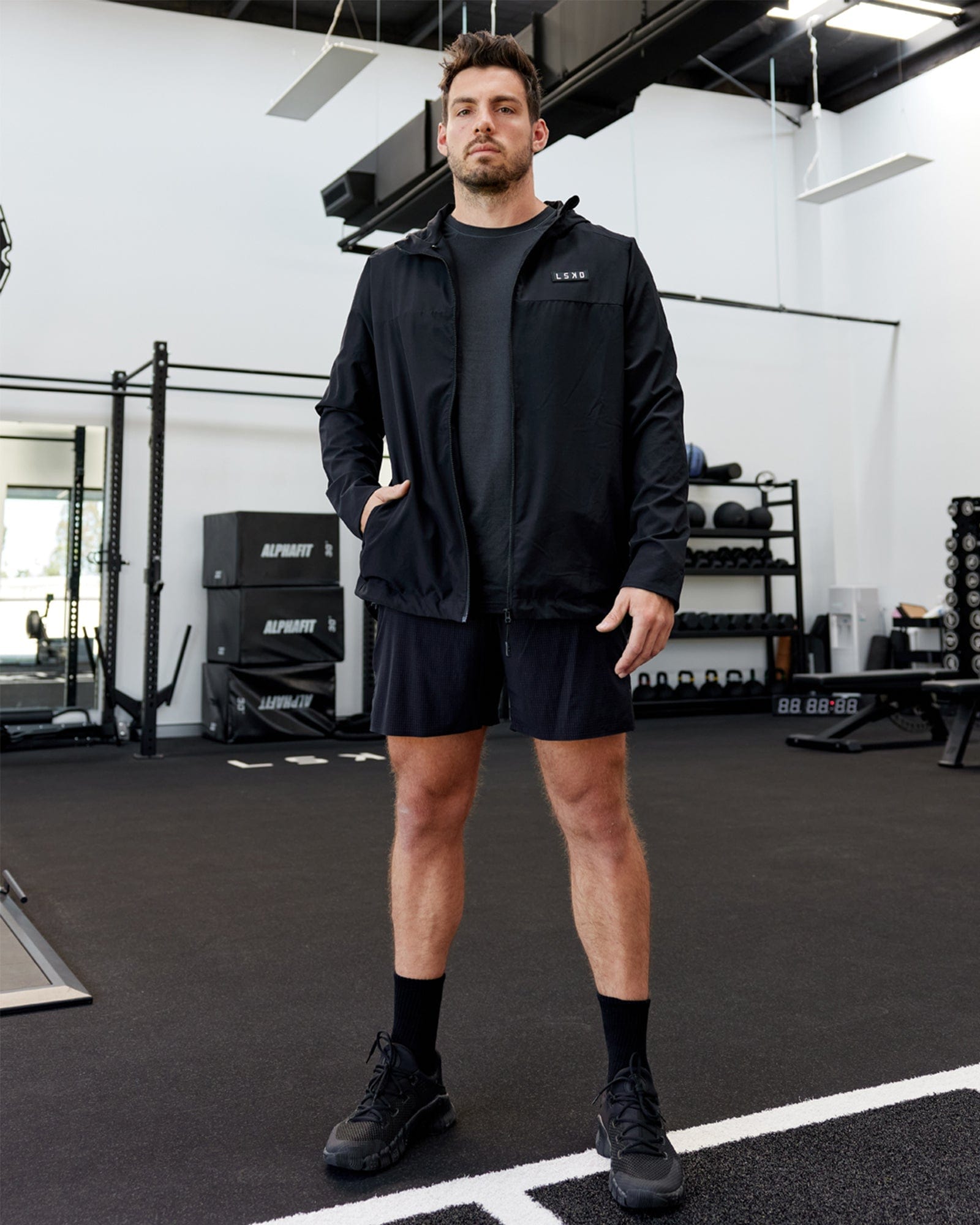 Model wearing Functional Training Jacket - Black