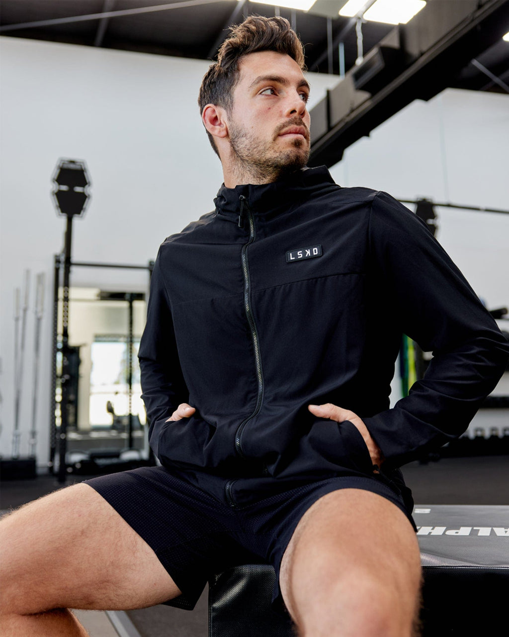 Model wearing Functional Training Jacket - Black