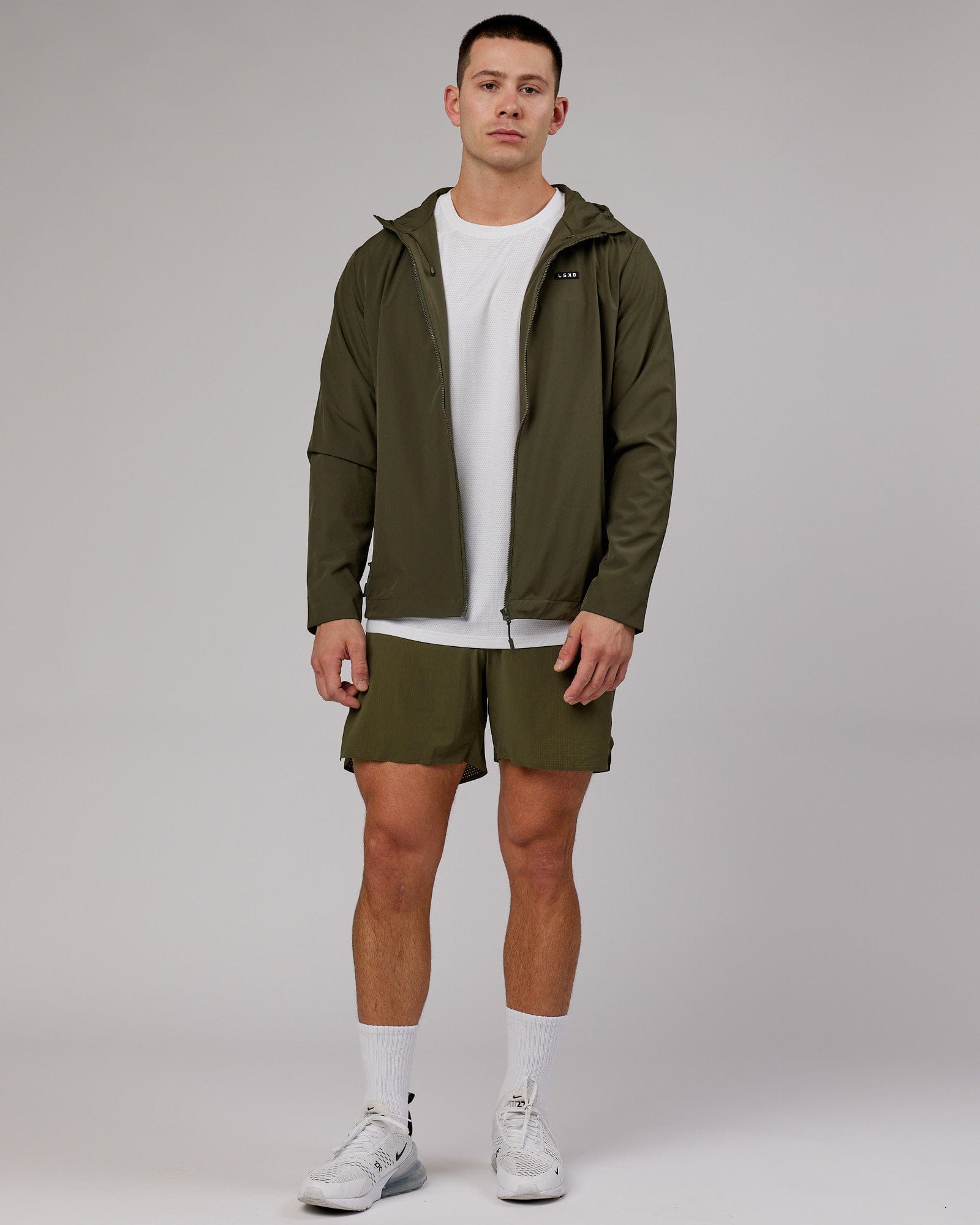 Model wearing Functional Training Jacket - Forest Night