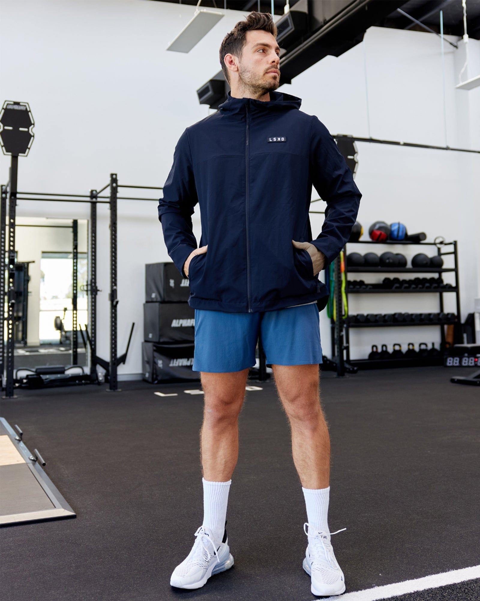 Model wearing Functional Training Jacket - Navy