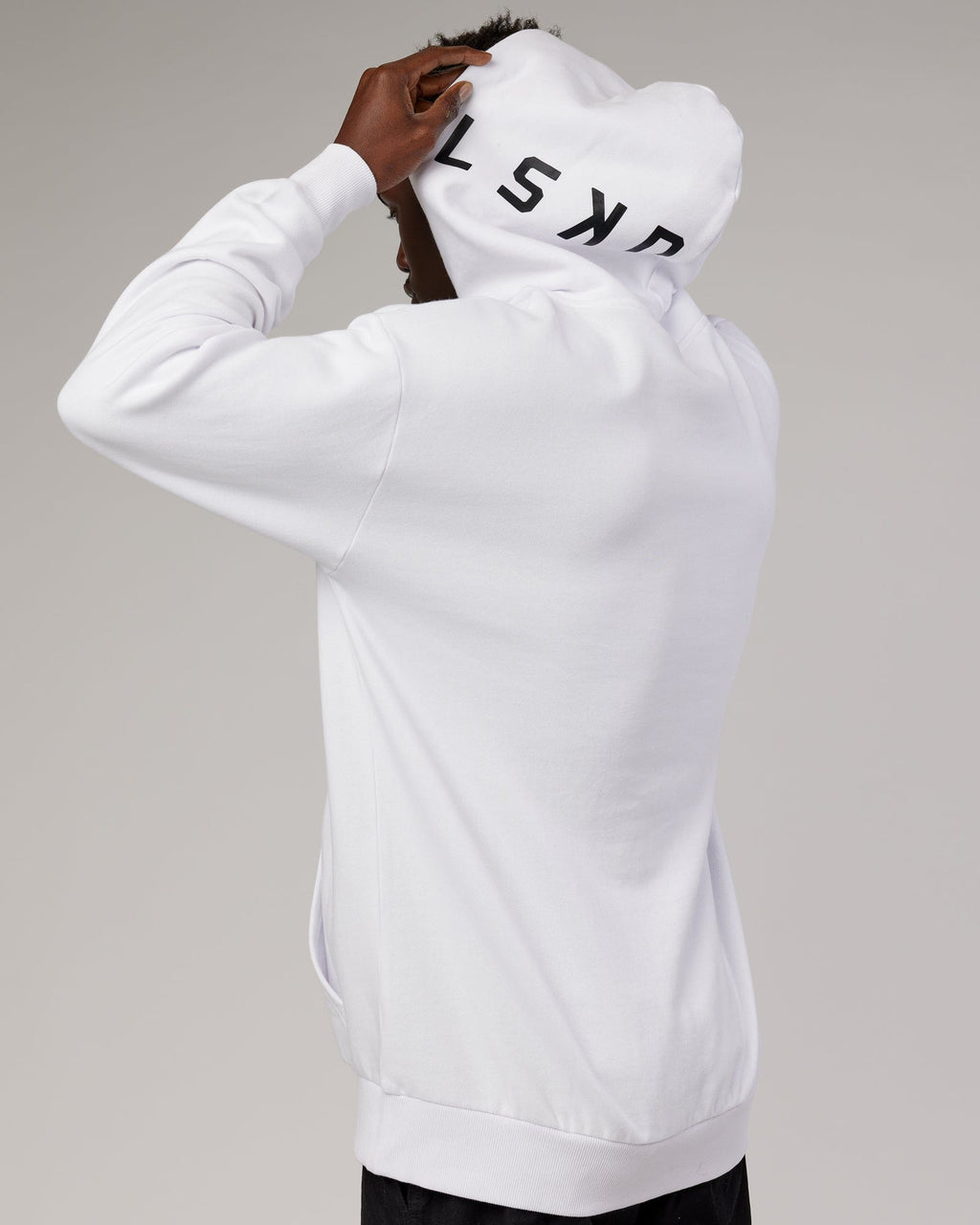 Model wearing Linear Hoodie Oversize - White