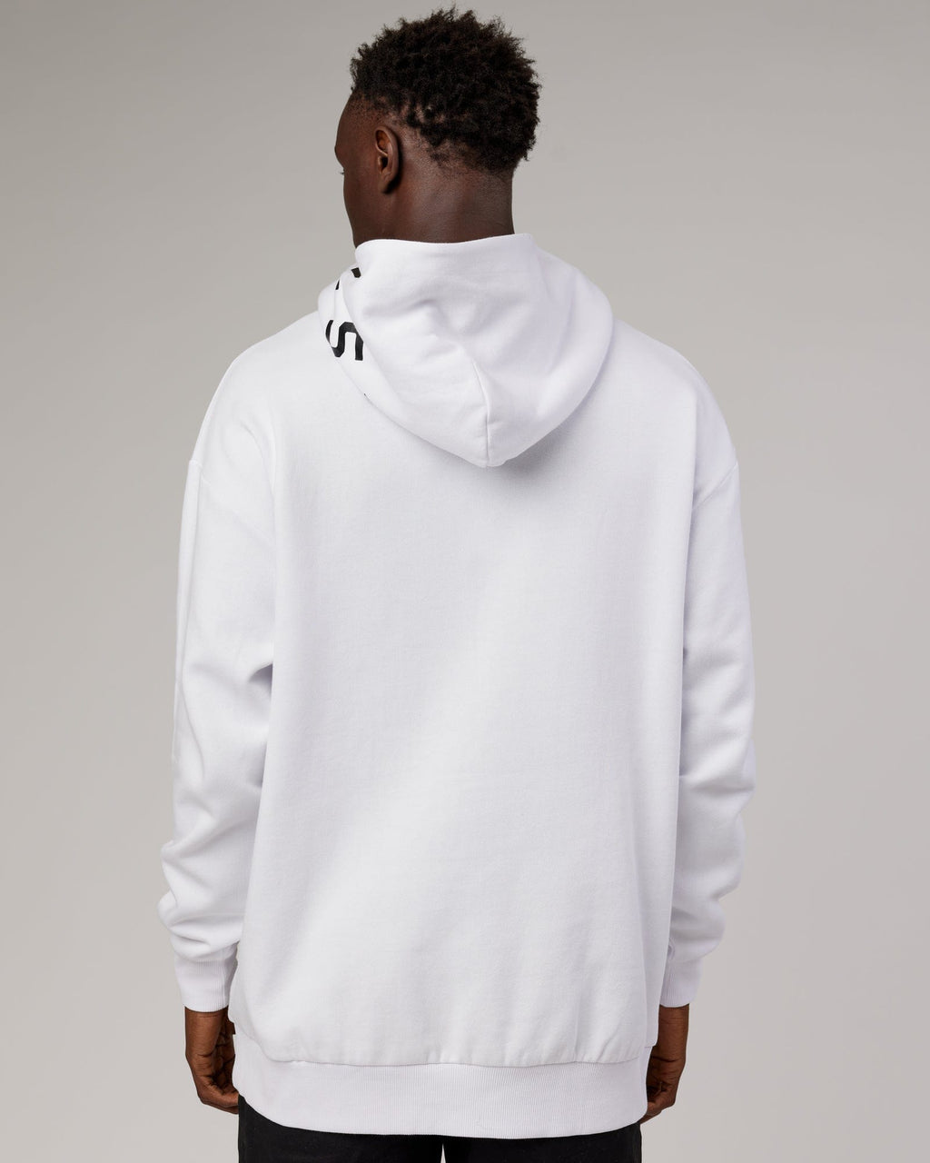 Model wearing Linear Hoodie Oversize - White