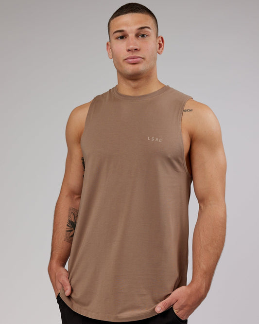 Model wearing Deluxe PimaFLX Tank - Fossil