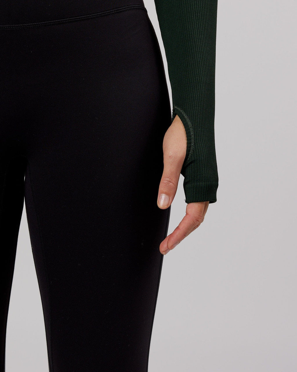 Model wearing Minimal 1/4 Zip LS Top - Dark Forest