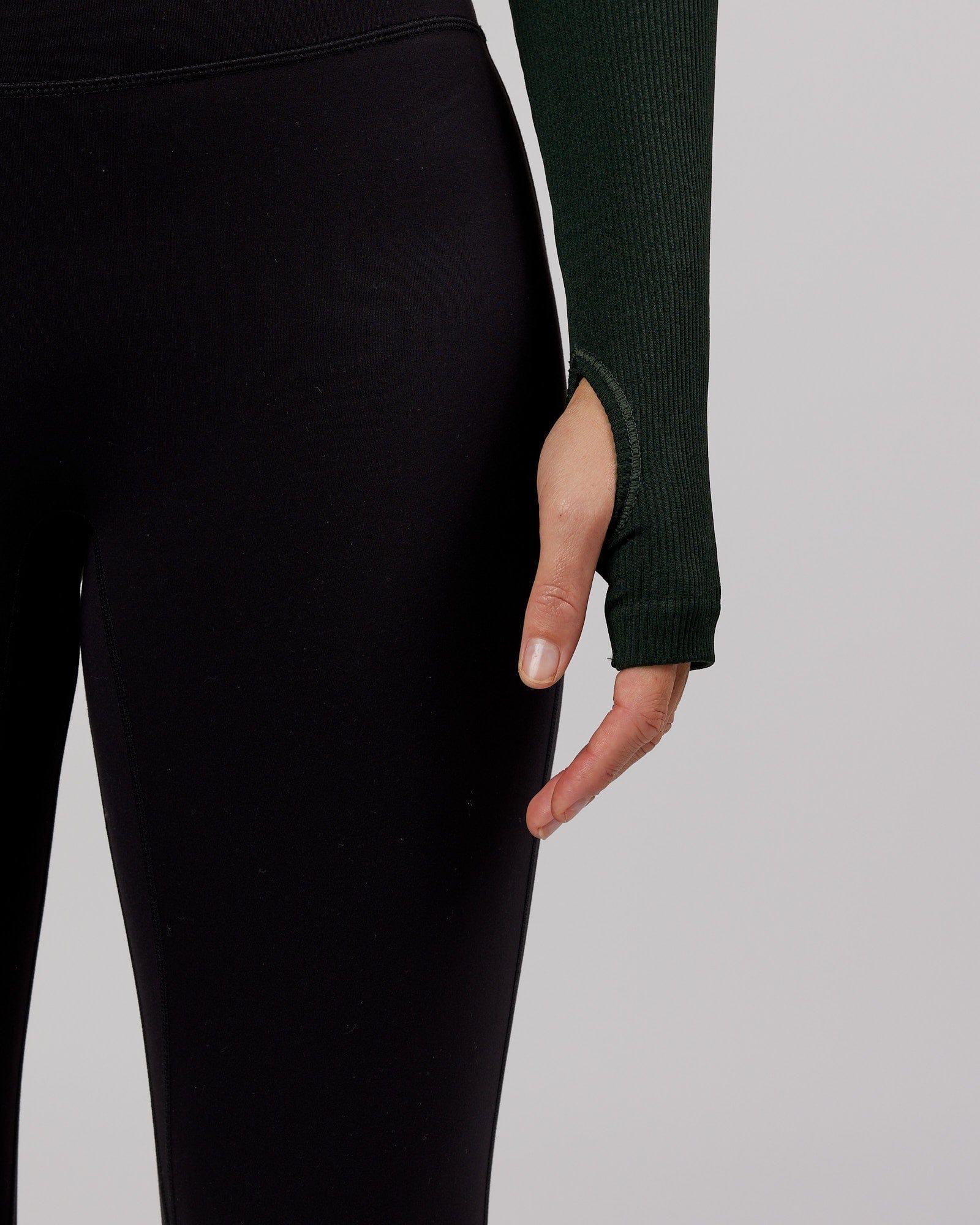 Model wearing Minimal 1/4 Zip LS Top - Dark Forest