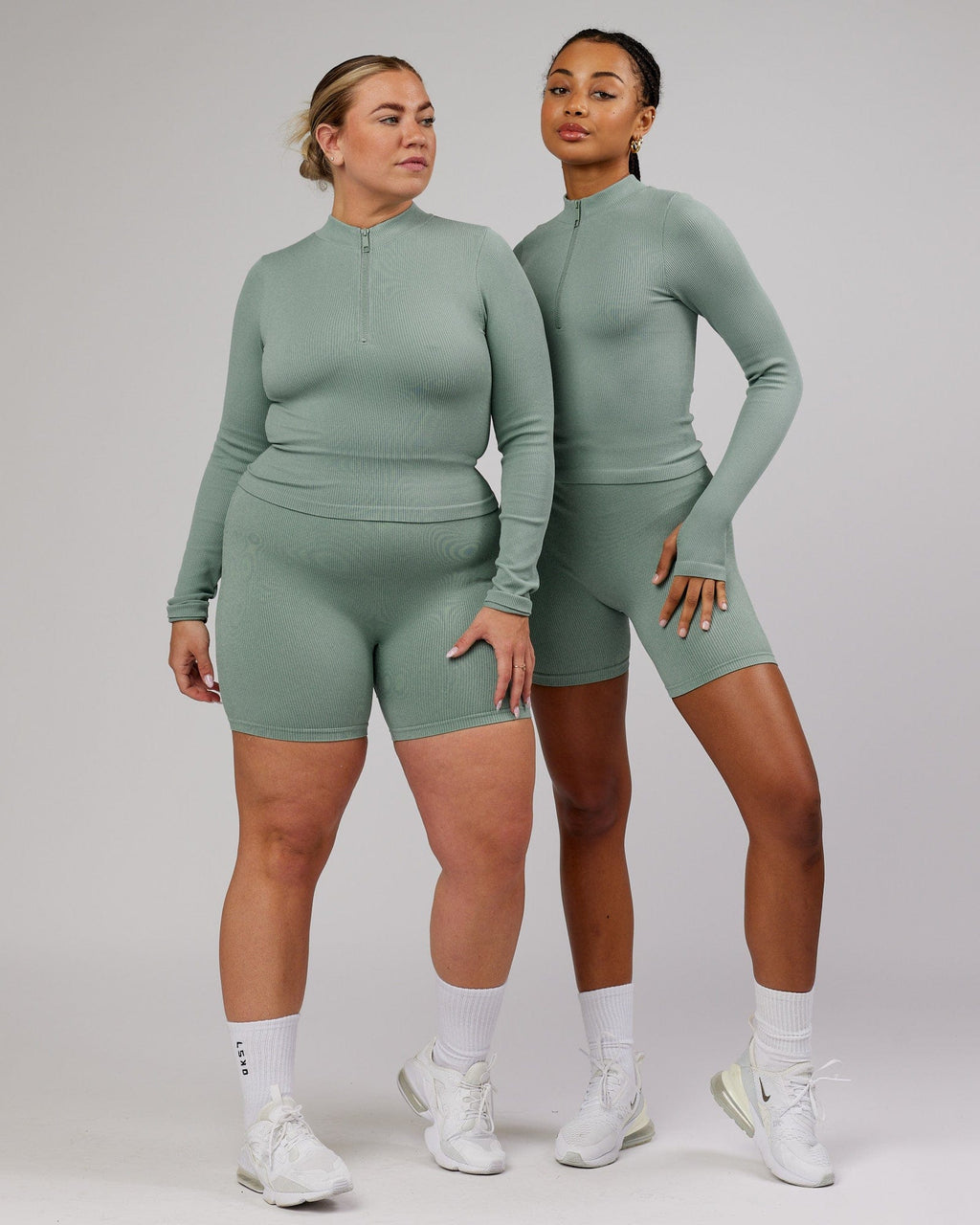 Model wearing Minimal 1/4 Zip LS Top - Frost