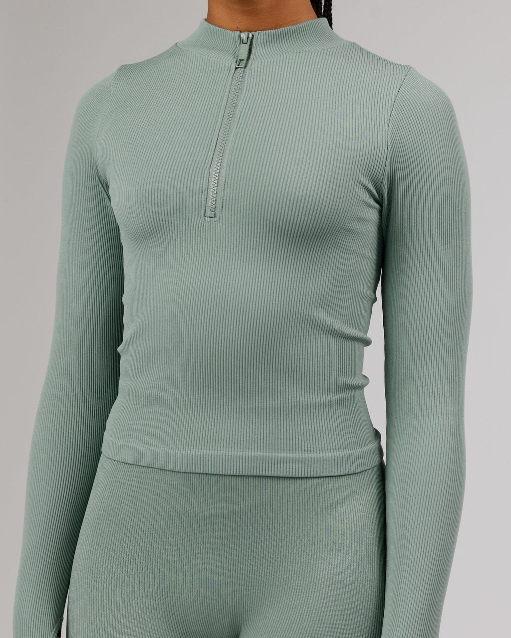 Model wearing Minimal 1/4 Zip LS Top - Frost