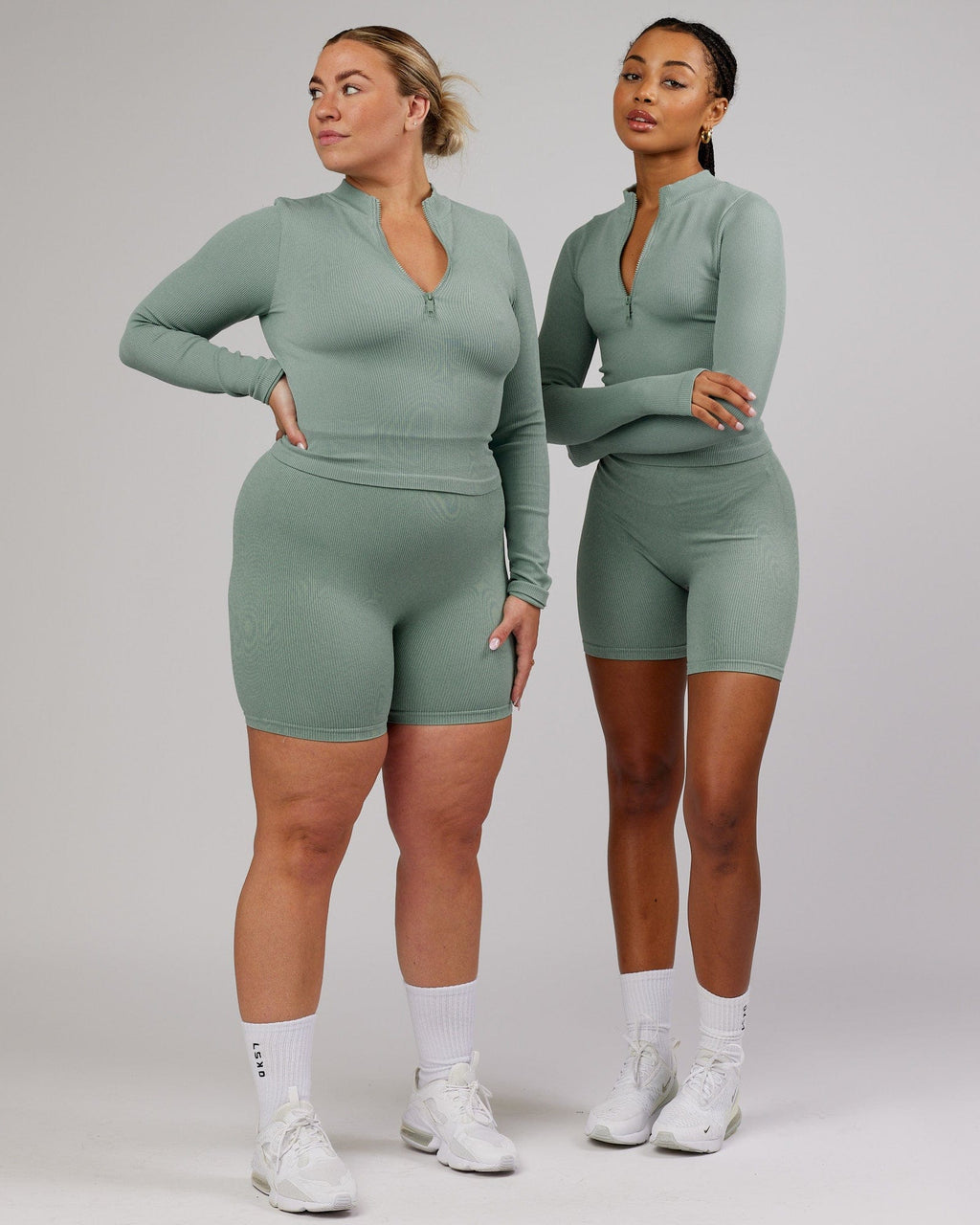 Model wearing Minimal 1/4 Zip LS Top - Frost