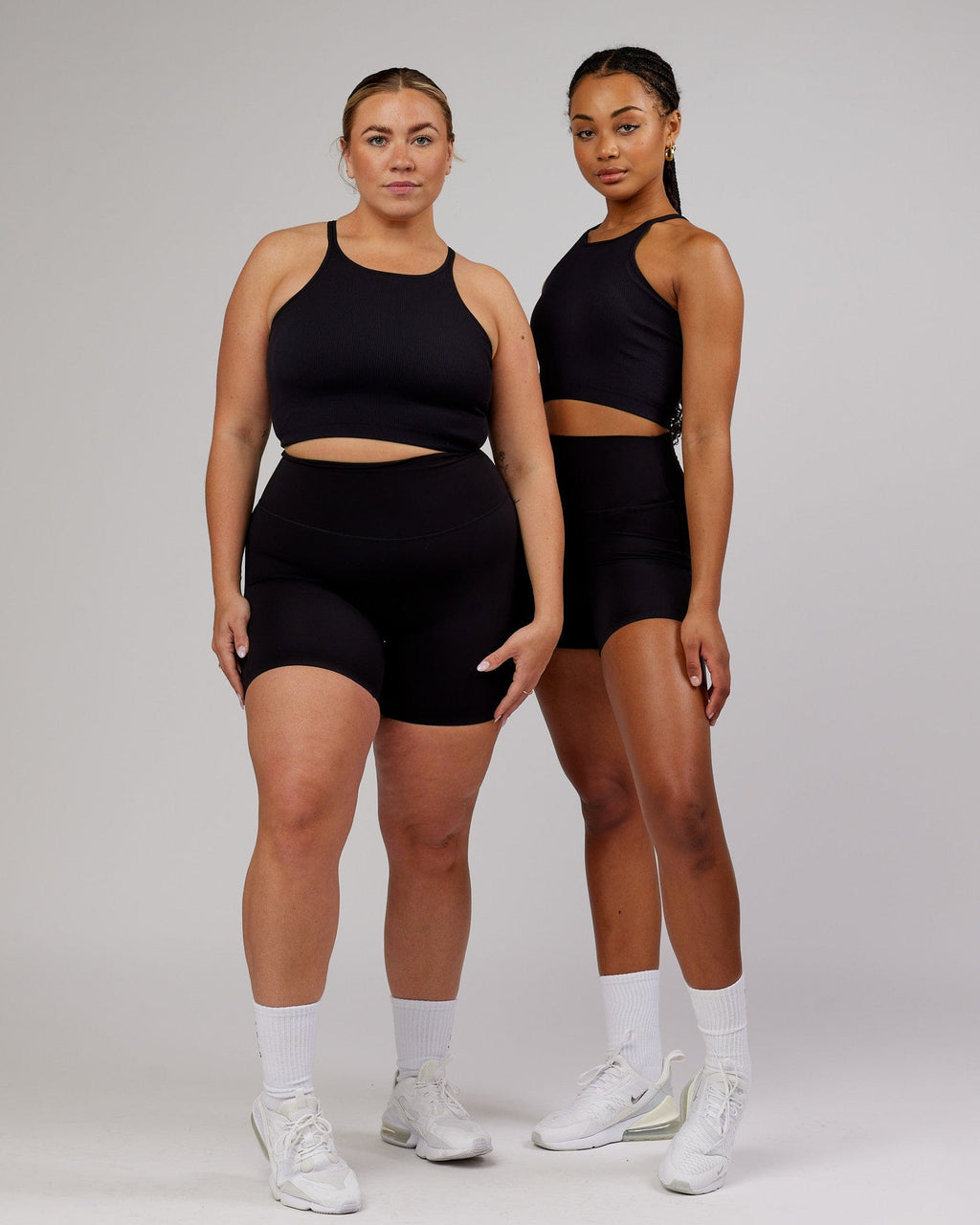 Model wearing Minimal Seamless Crop Ribbed Tank - Black