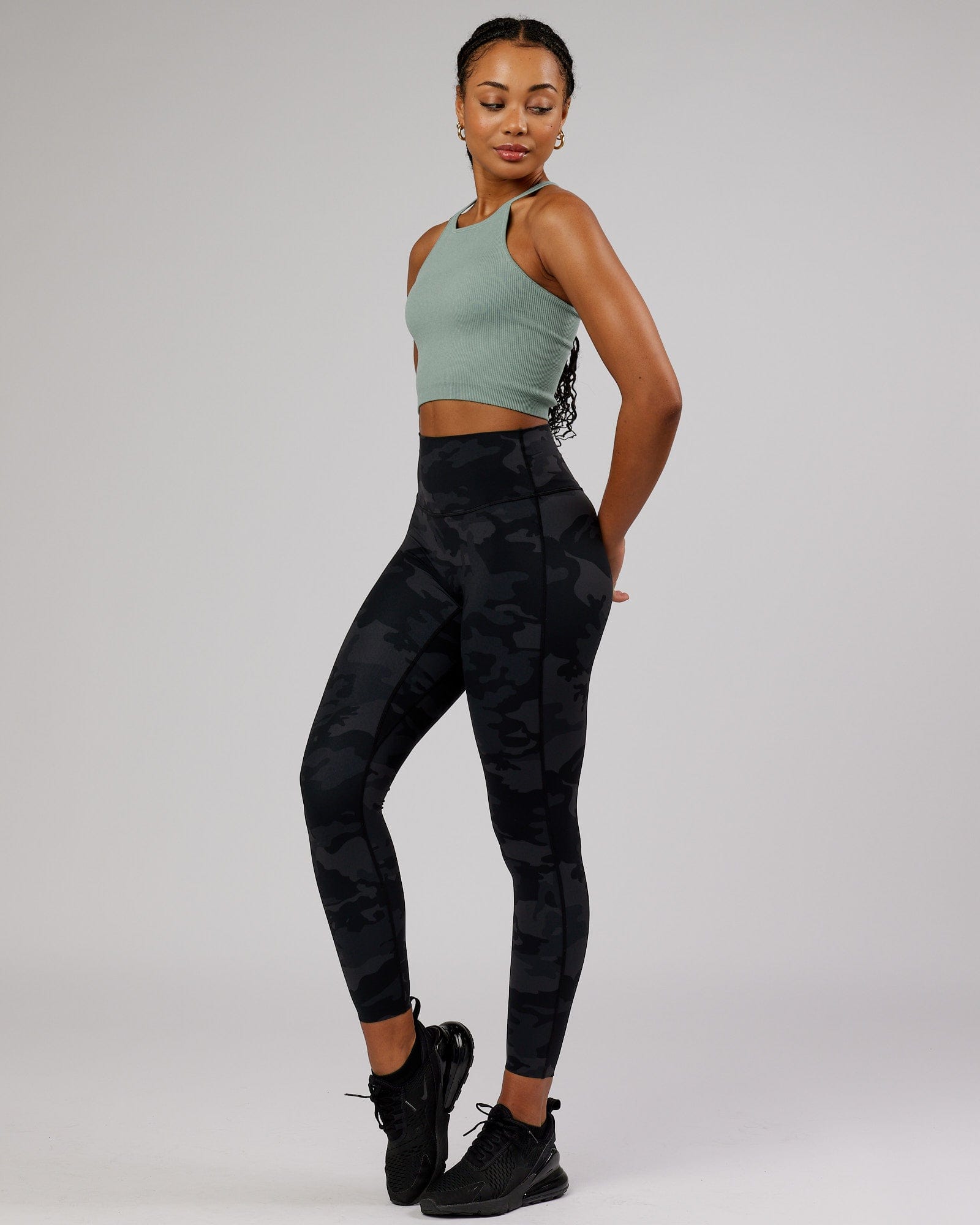 Model wearing Minimal Seamless Crop Ribbed Tank - Frost