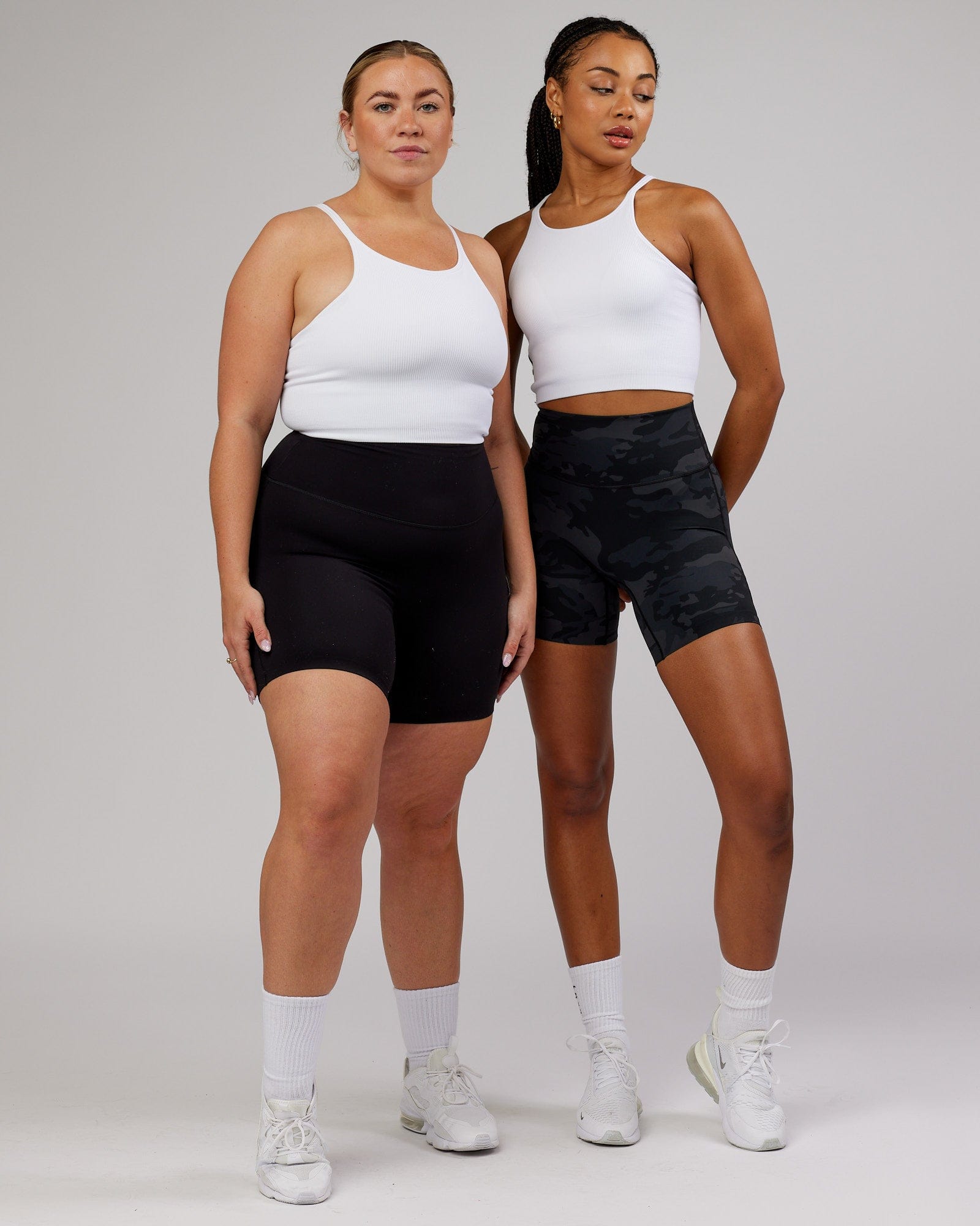 Model wearing Minimal Seamless Crop Ribbed Tank - White