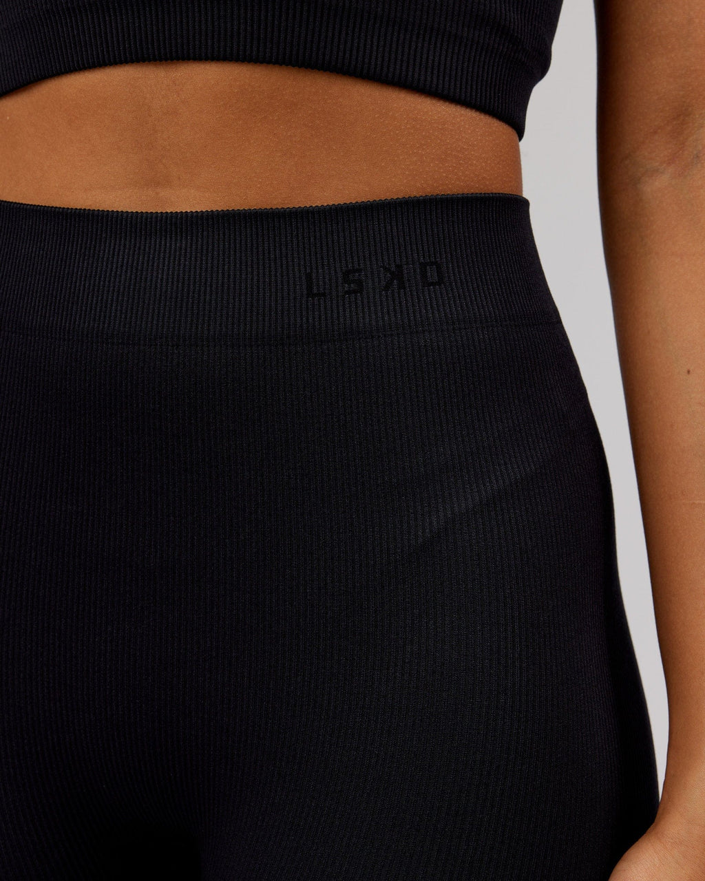 Model wearing Minimal Ribbed Seamless Shorts - Black