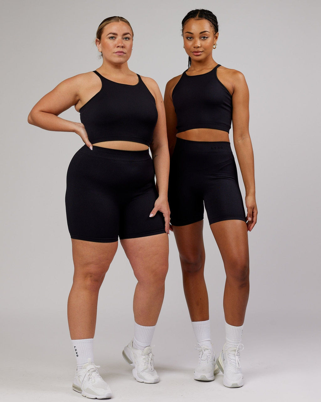 Model wearing Minimal Ribbed Seamless Shorts - Black