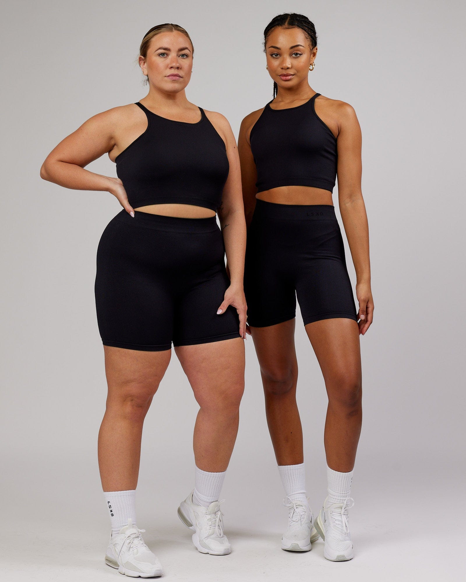 Model wearing Minimal Ribbed Seamless Shorts - Black