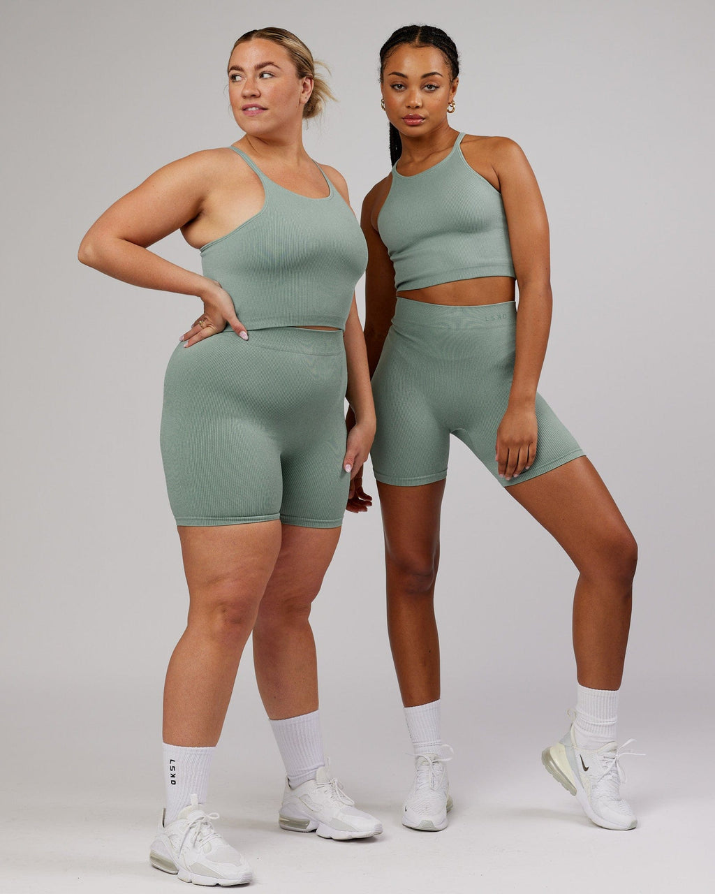 Model wearing Minimal Ribbed Seamless Shorts - Frost