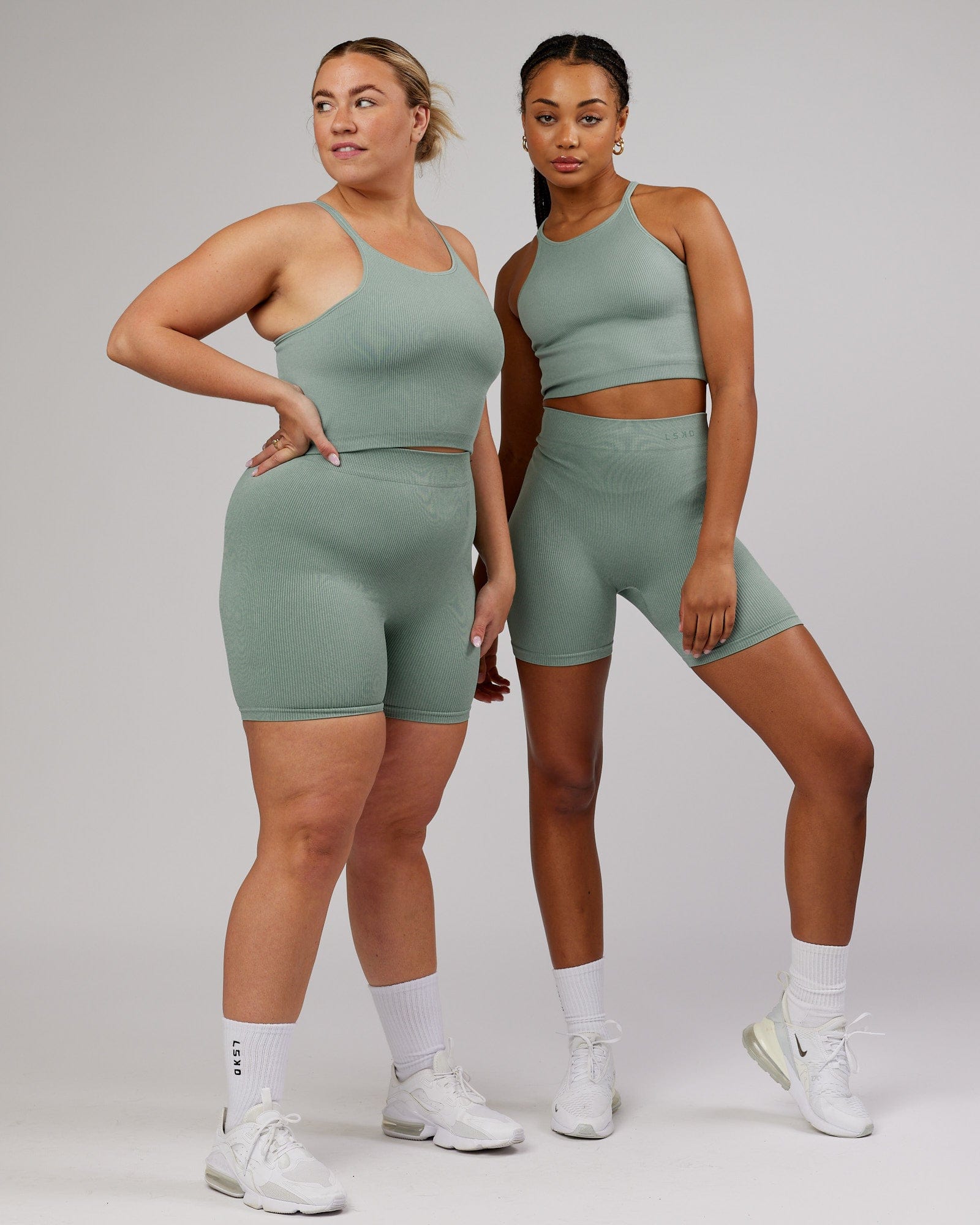 Model wearing Minimal Ribbed Seamless Shorts - Frost