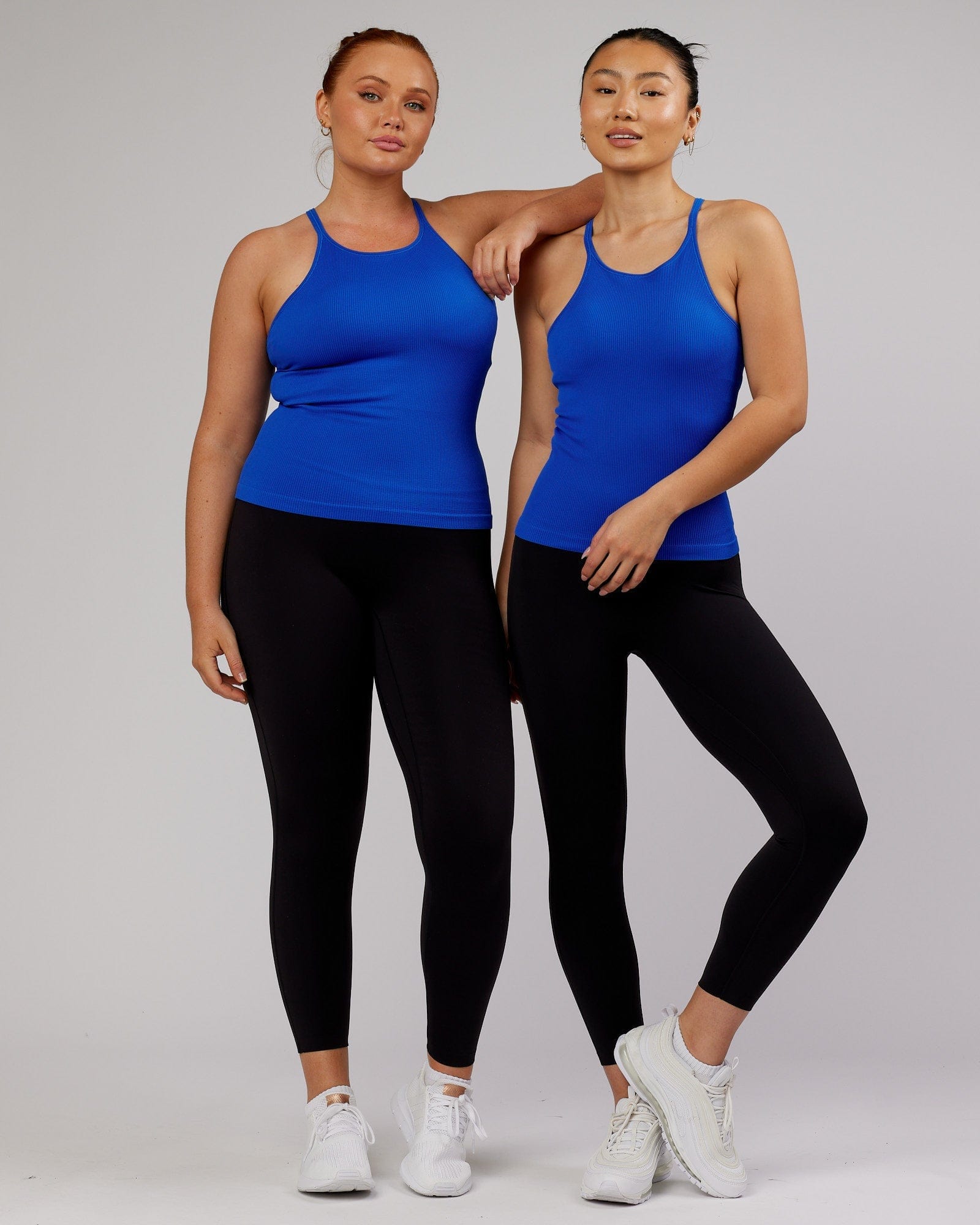 Model wearing Minimal Seamless Ribbed Tank - Strong Blue