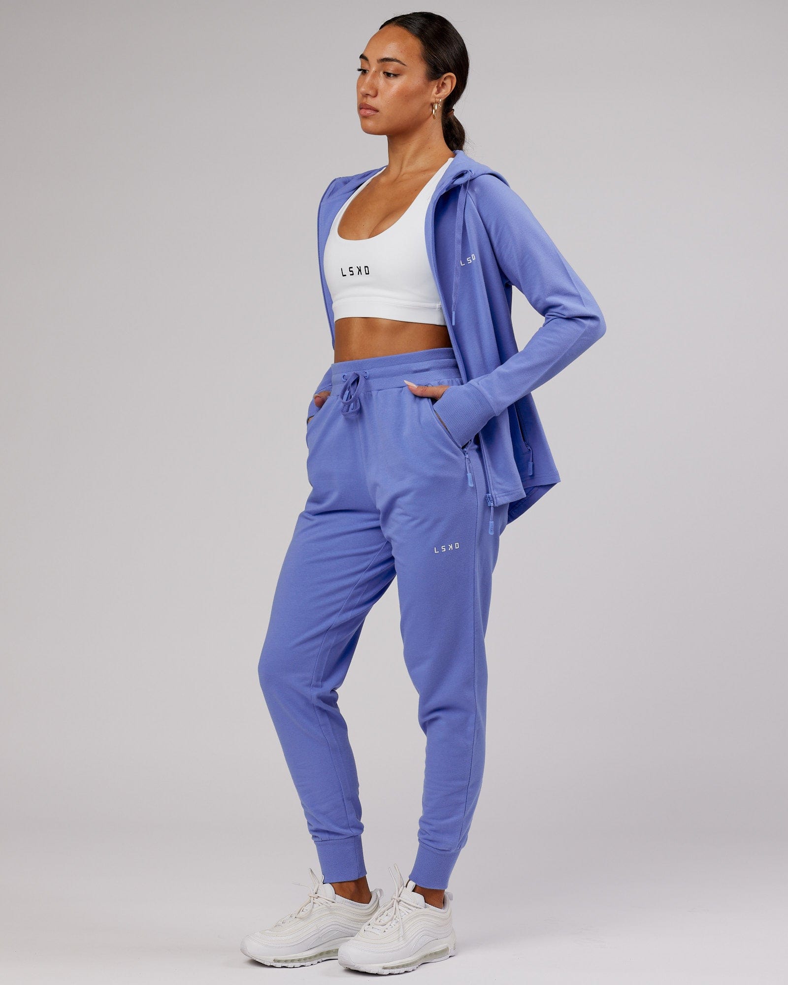 Model wearing PB Jogger - Cornflower Blue-Tonal