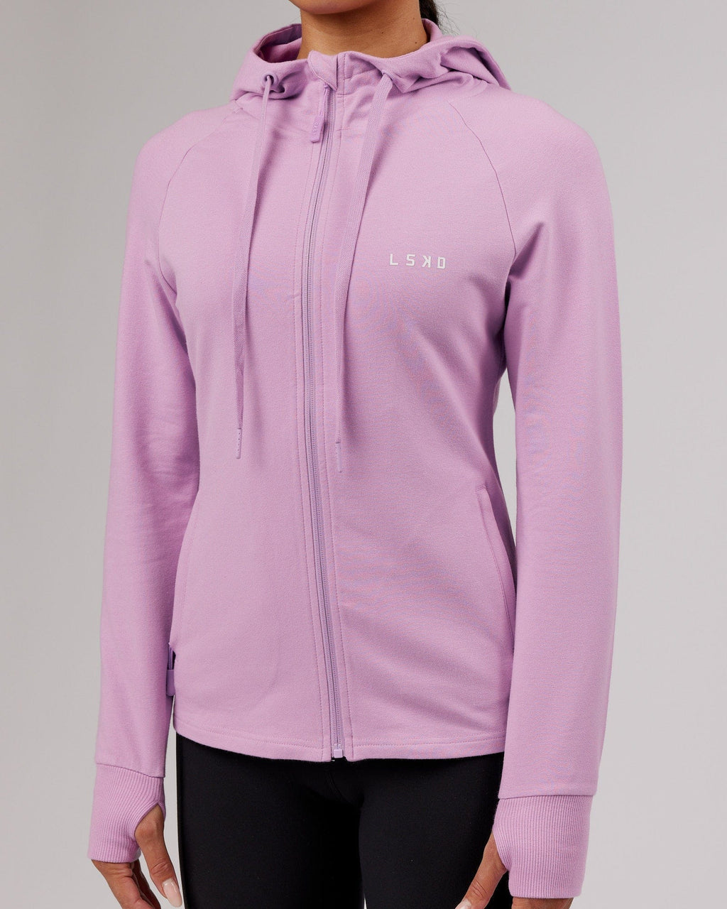 Model wearing PB Zip Through Hoodie - Lilac