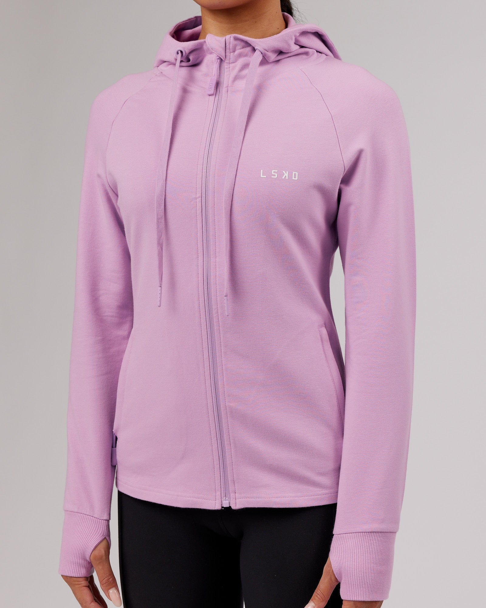 Model wearing PB Zip Through Hoodie - Lilac