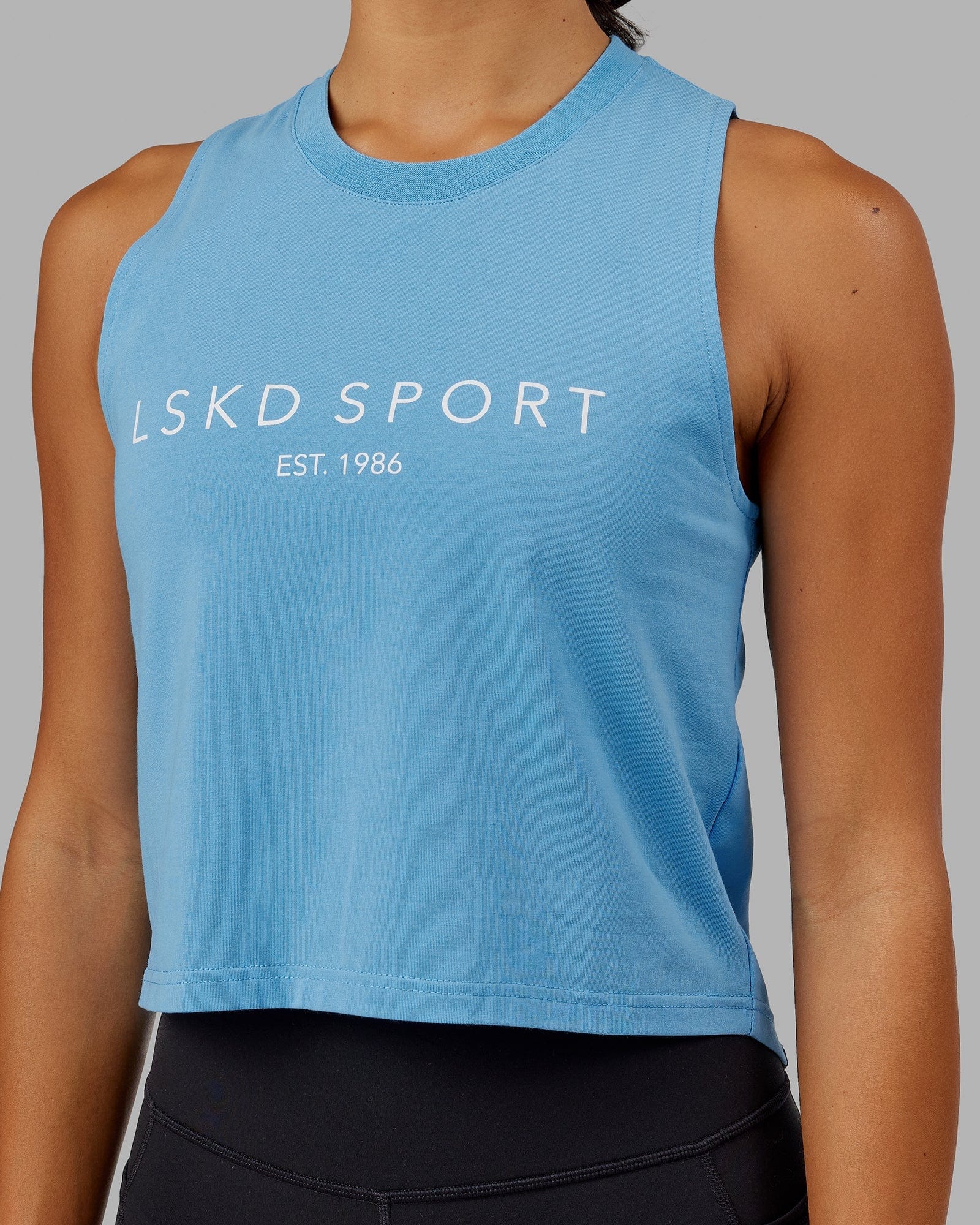 Model wearing Penalty Tank - Azure-Blue