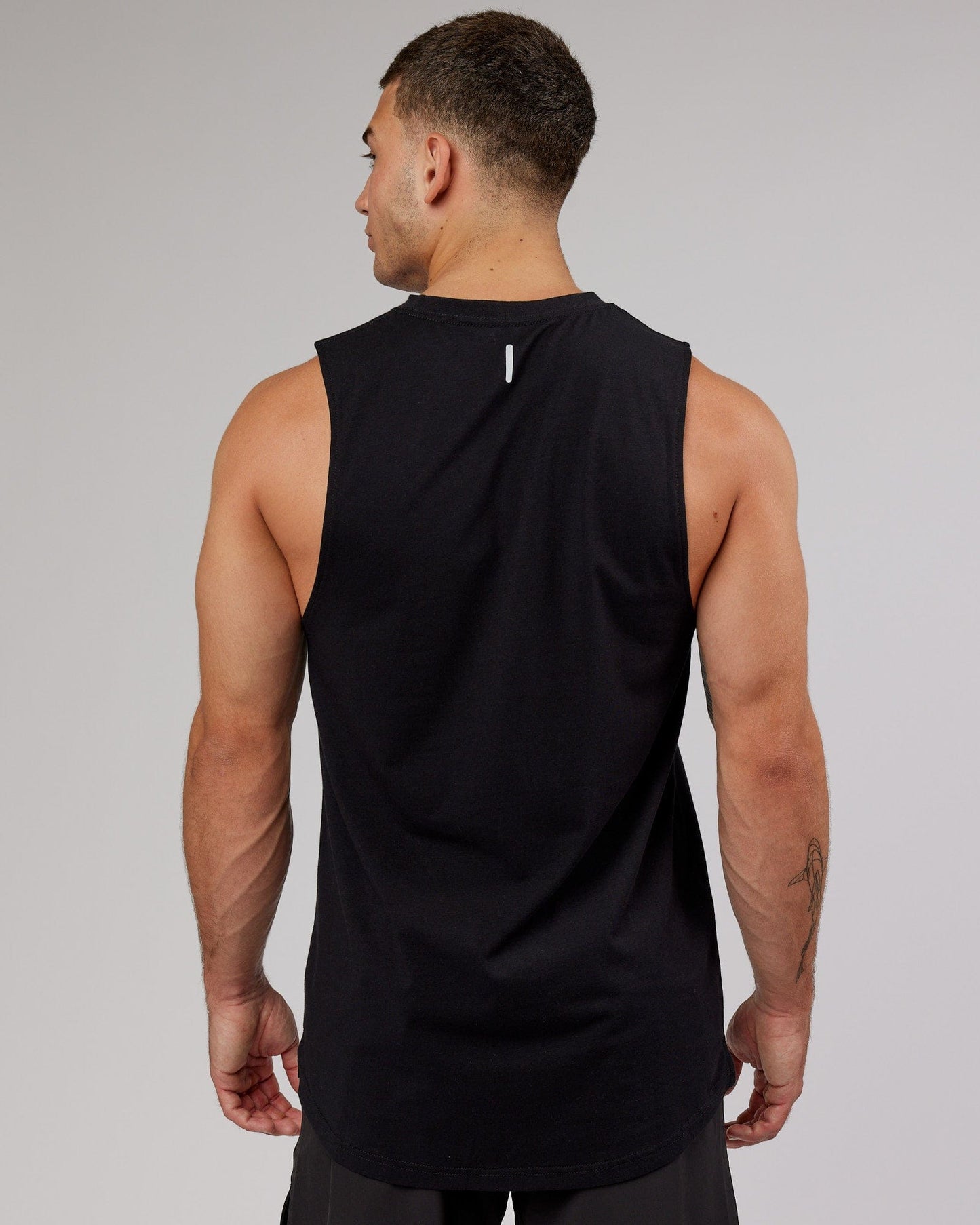 Model wearing Power FLXDRY Training Fit Performance Tank - Black-Black