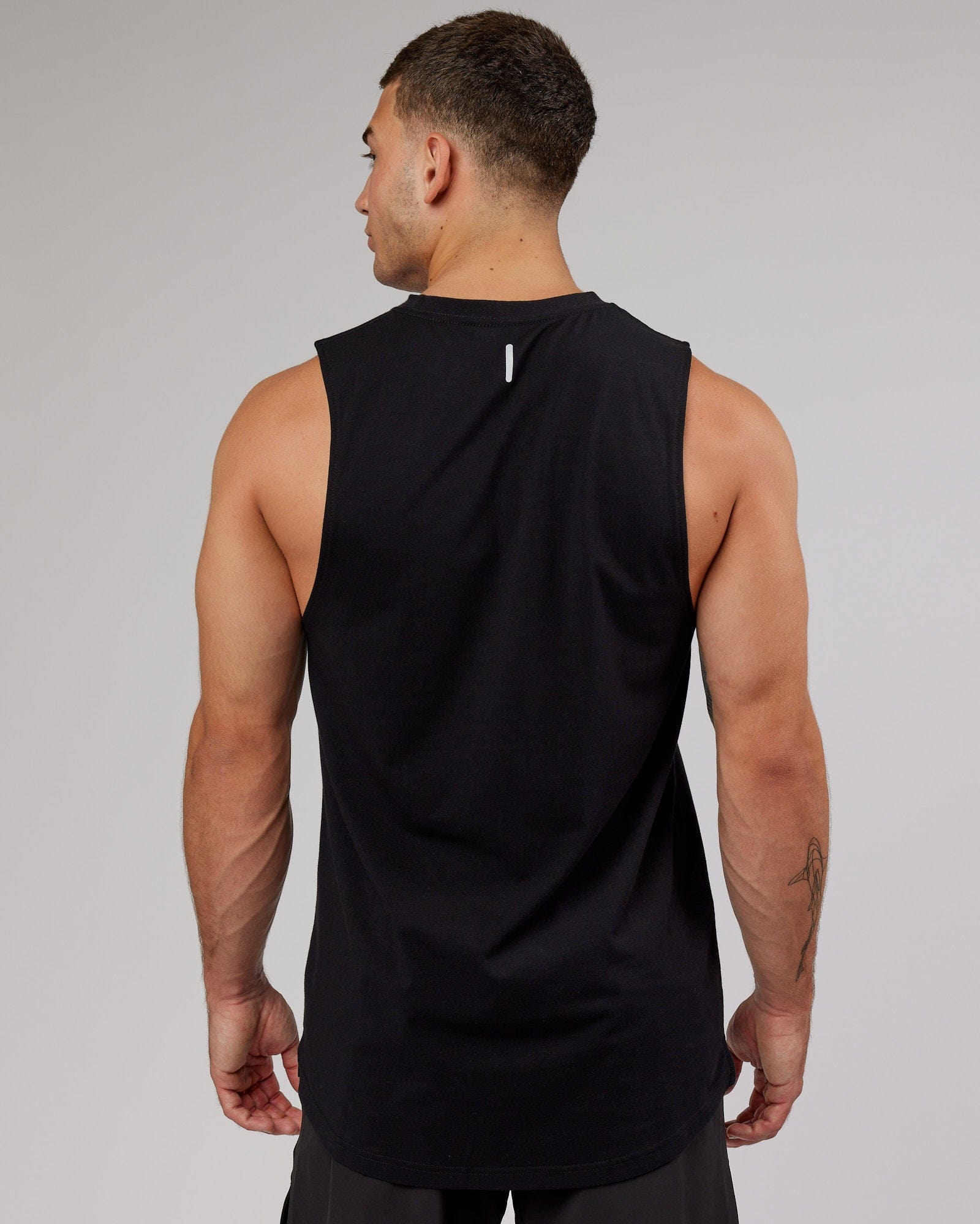 Model wearing Power FLXDRY Training Fit Performance Tank - Black-Black