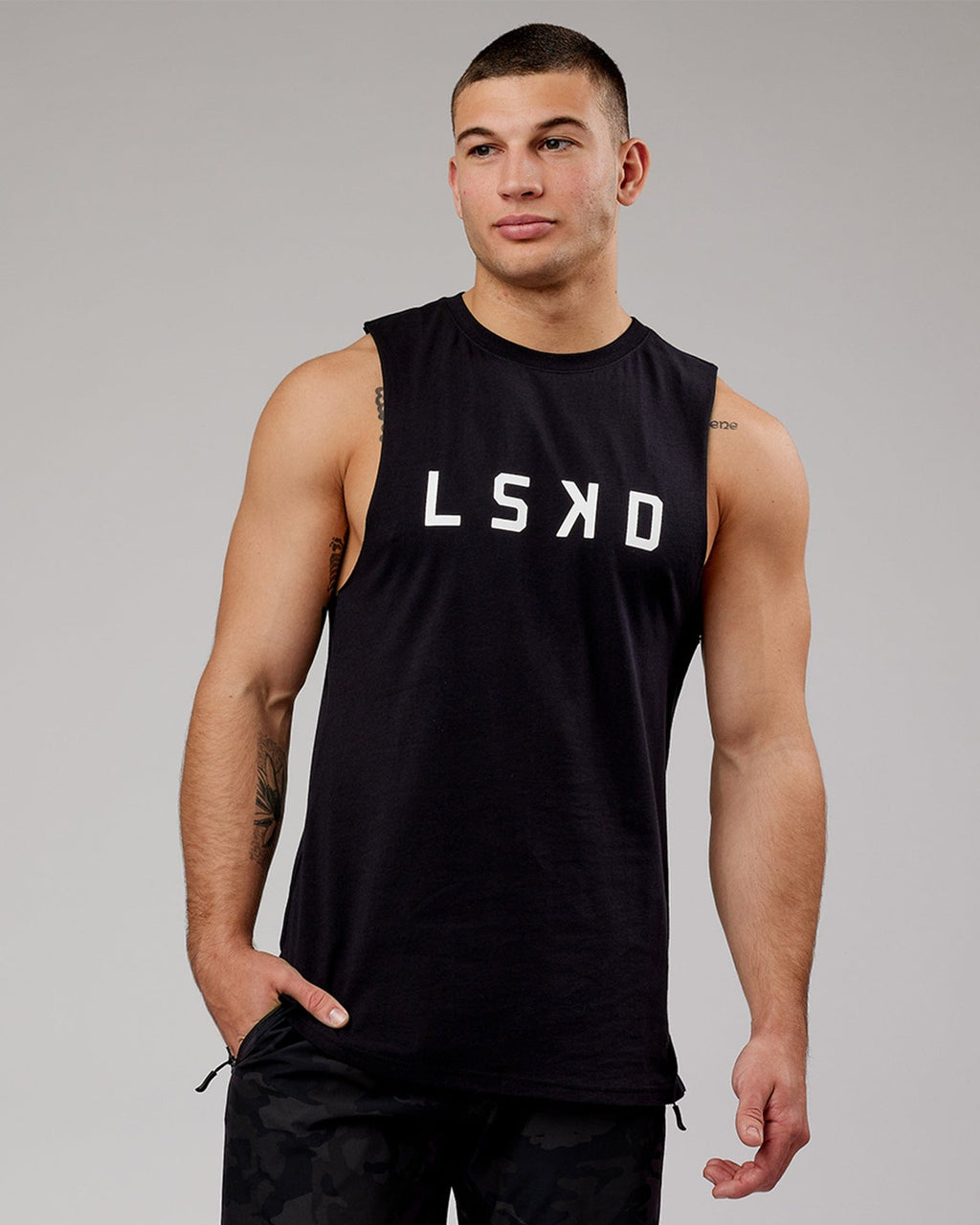 Model wearing Power FLXDRY Training Fit Performance Tank - Black